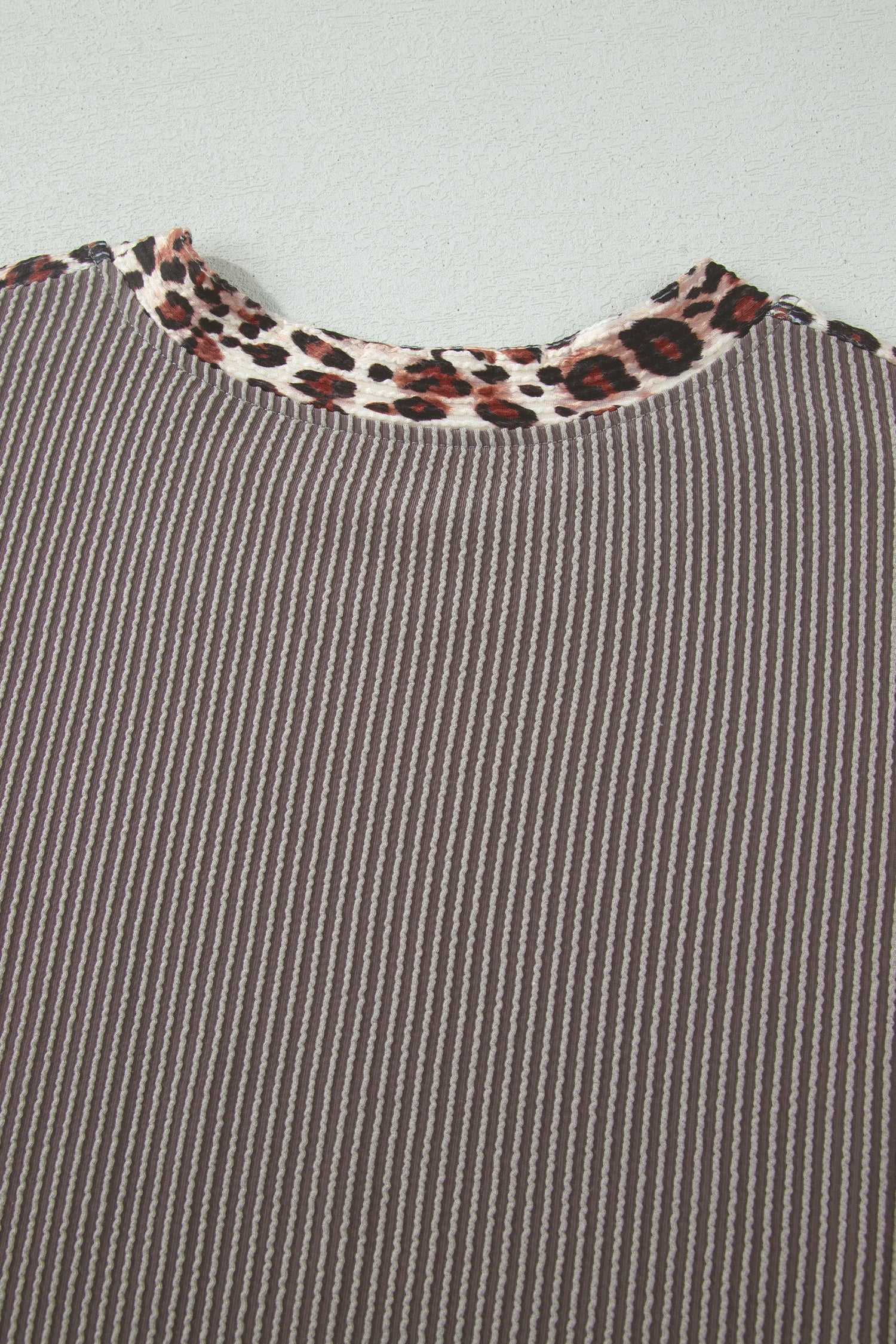 Ribbed Twist Short Set with Leopard Trim | Sky Blue, Light Grey & Sachet Pink