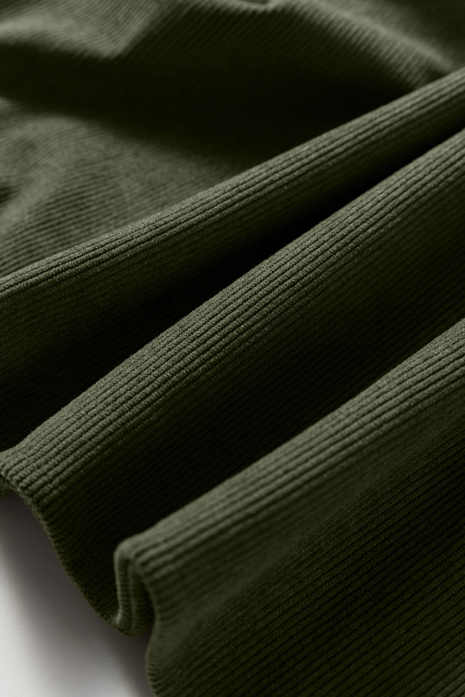 Corduroy Mini Dress Scallop Detail Split Neck Bracelet Sleeve Moss Green Cinnamon S-XL