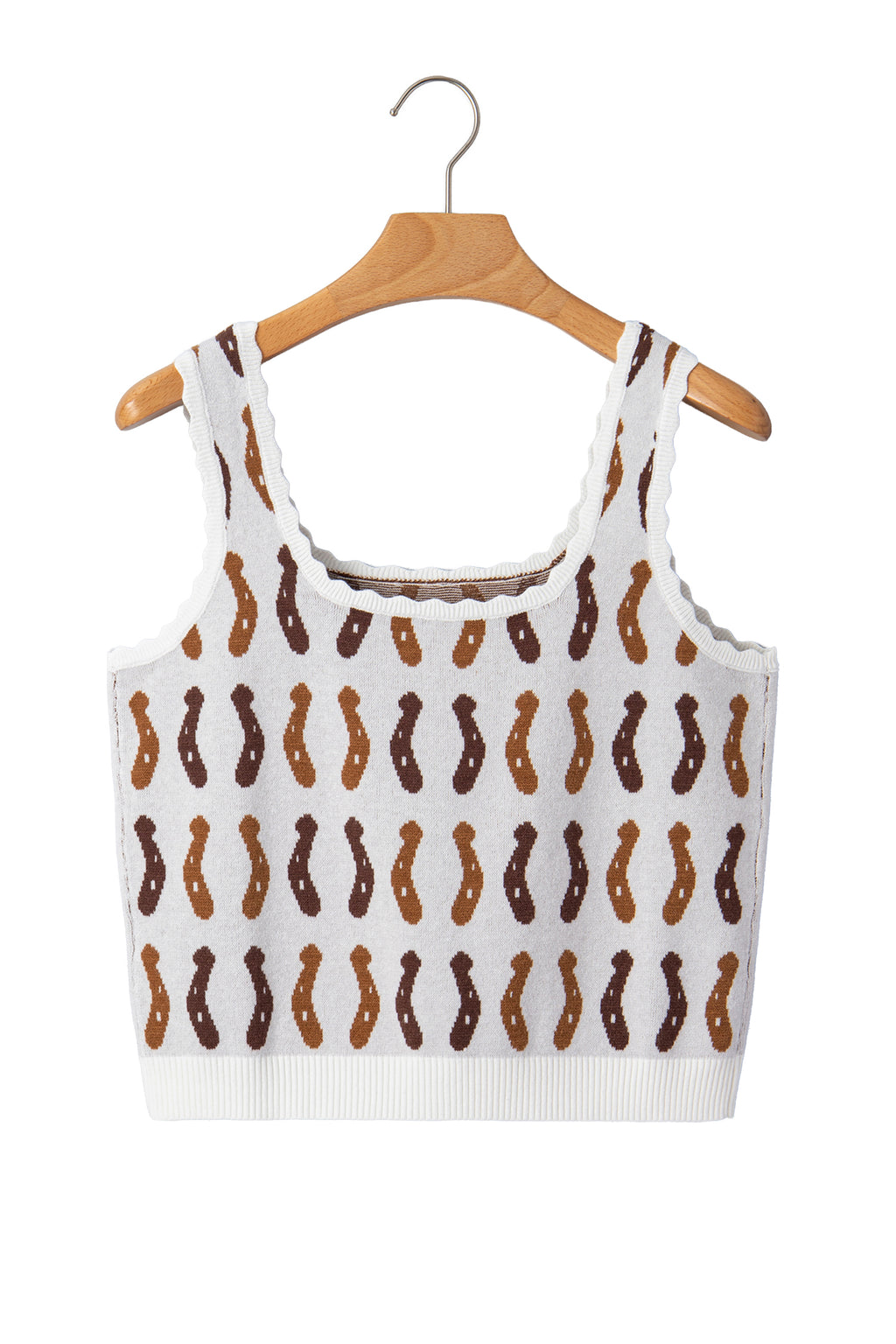White Western Leopard Print Scalloped Neck Sweater Vest | UK 8-22