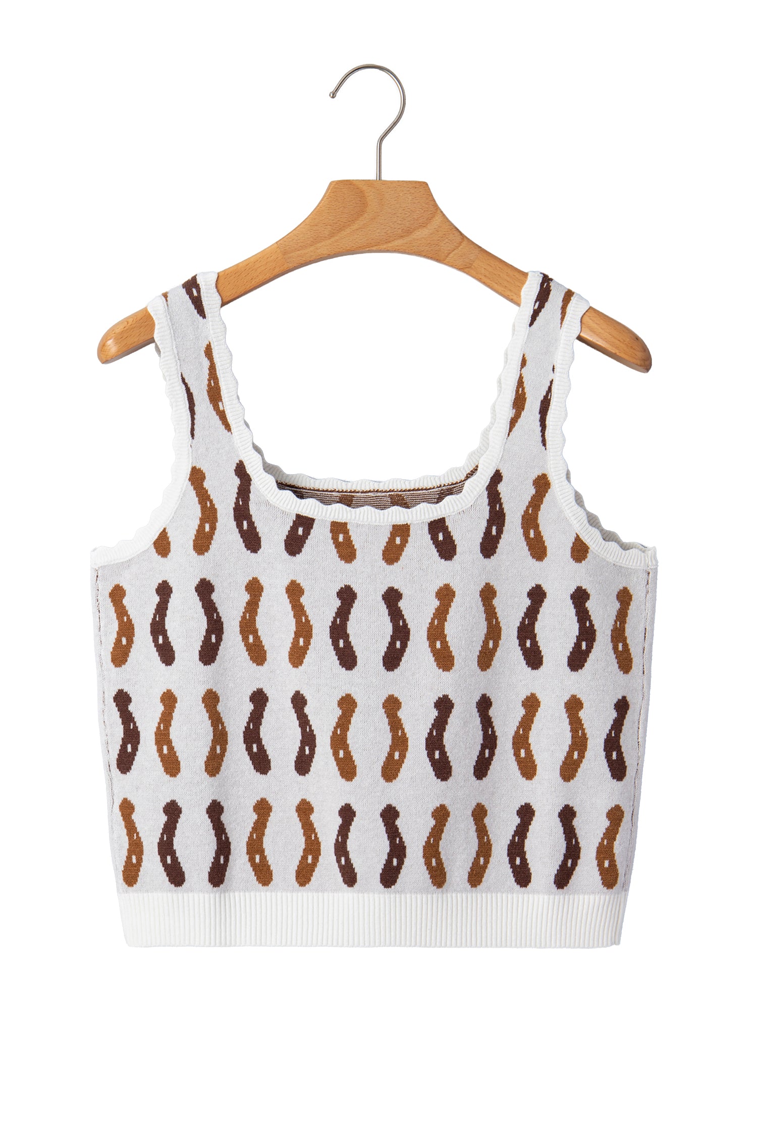 White Western Leopard Print Scalloped Neck Sweater Vest | UK 8-22