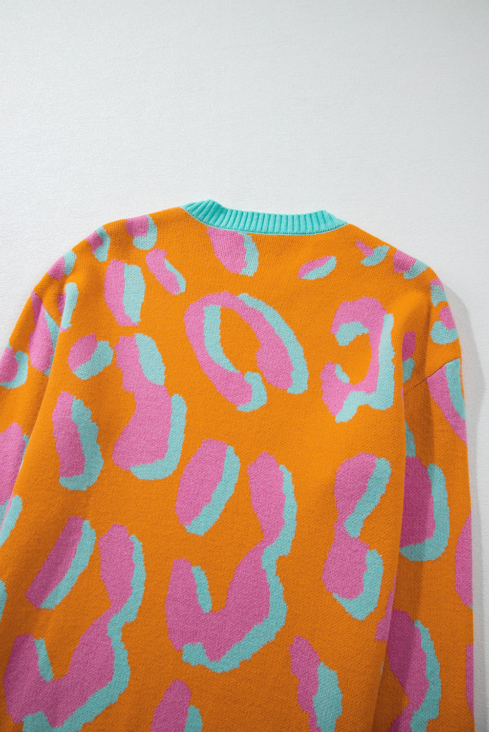 Orange Leopard Colourblock Ribbed Edge Sweater