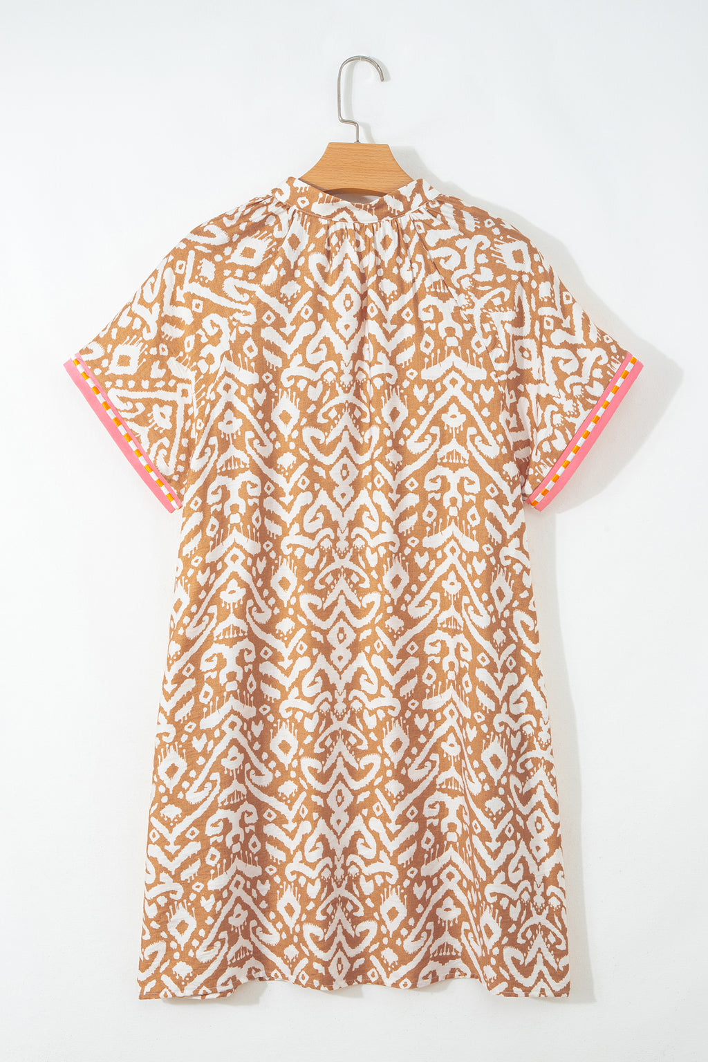 Blue & Khaki Western Print Colour Block Patchwork Shift Mini Dress S-XL