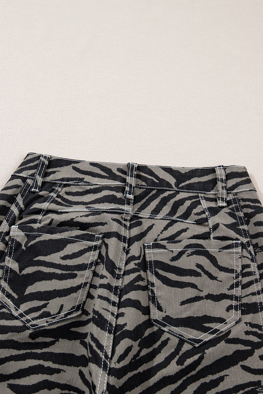Women's Grey Zebra Print Barrel Leg Jeans Mid-Rise Wide Leg UK 4-16 at LivelyLooks