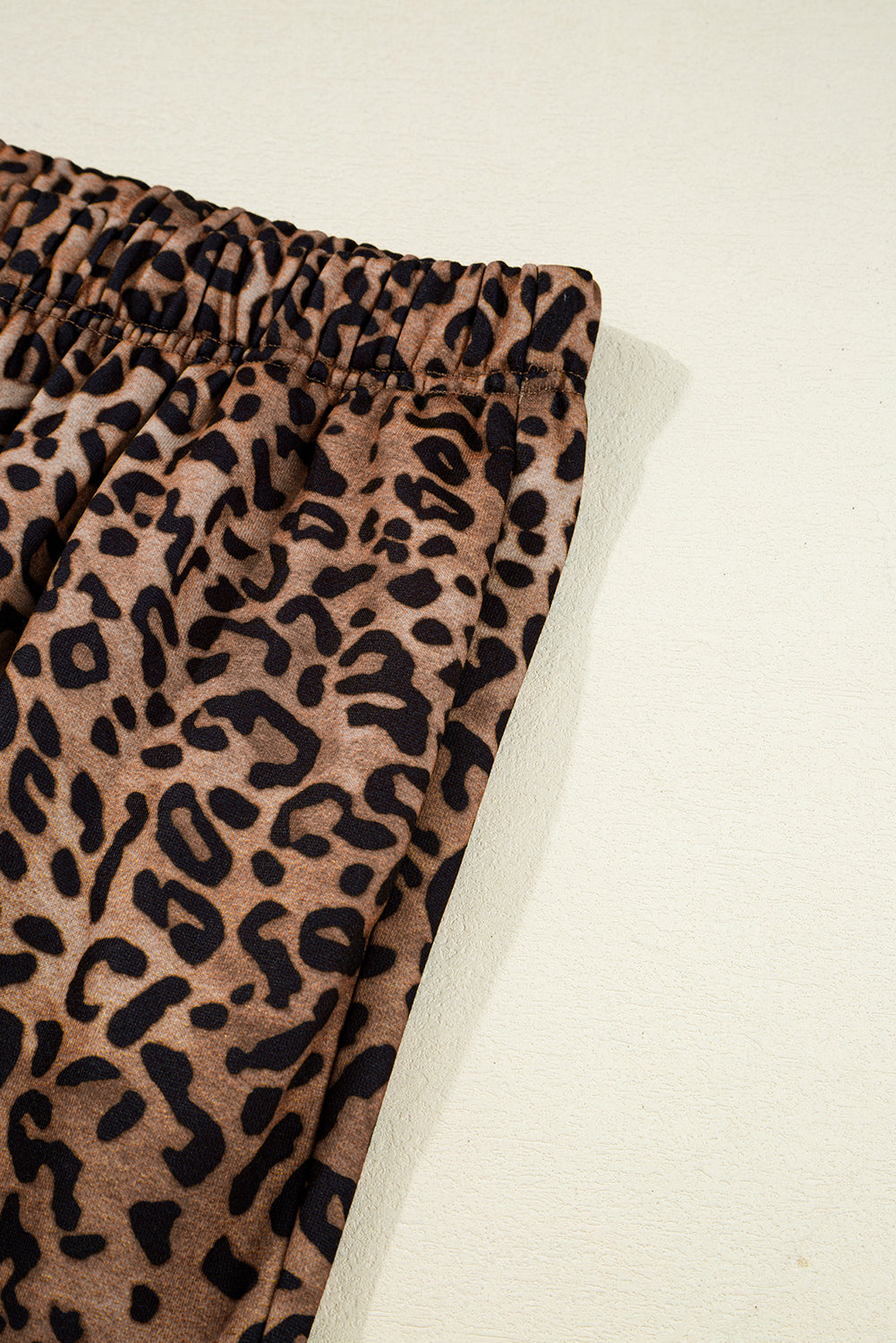 Coffee Leopard Print Contrast Trim Long Sleeve Top & Pants Set | UK 8–22