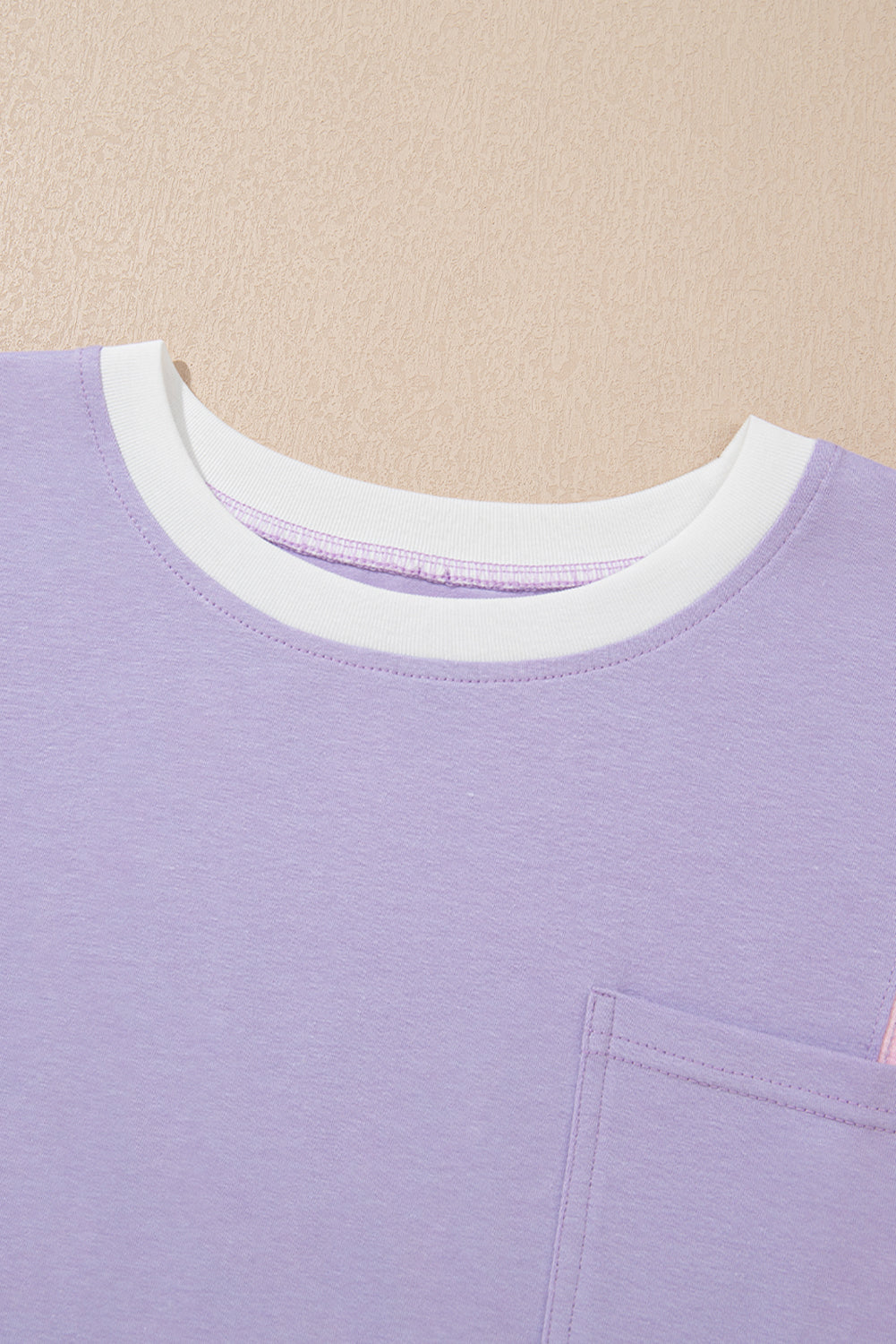 Women's Colour Block Patchwork Oversized T-Shirt Half Sleeve | Purple at LivelyLooks