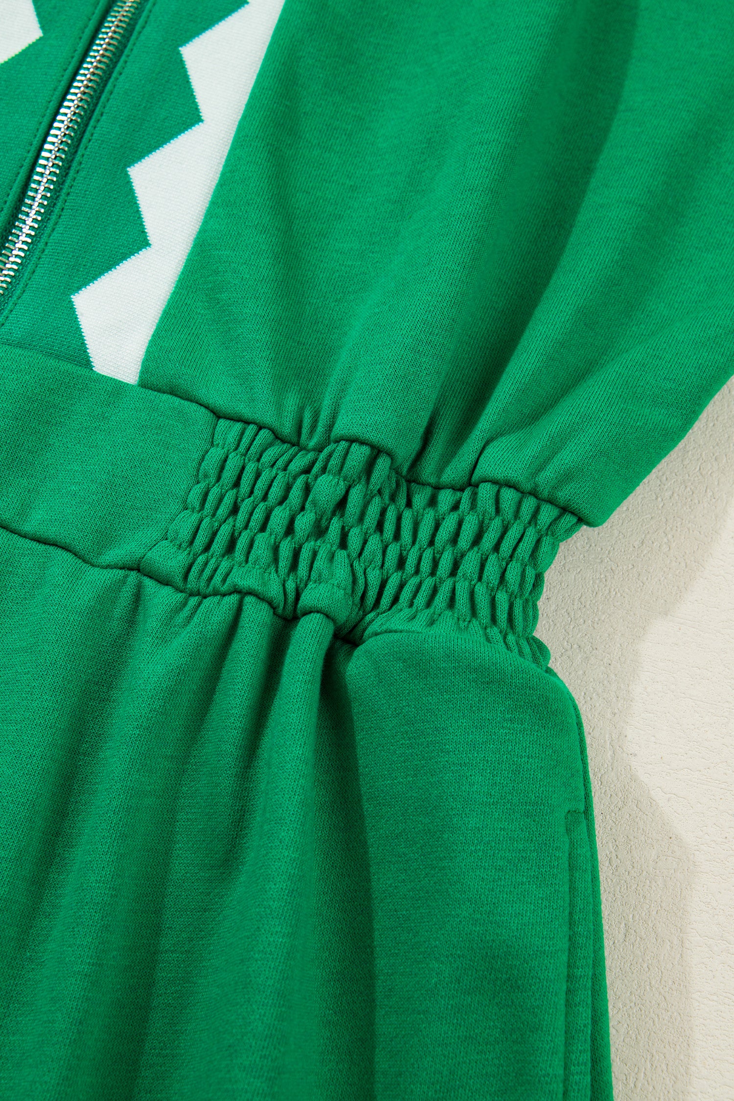 Bright Green Contrast Patchwork Half Zip Elastic Waist Mini Dress S-XL