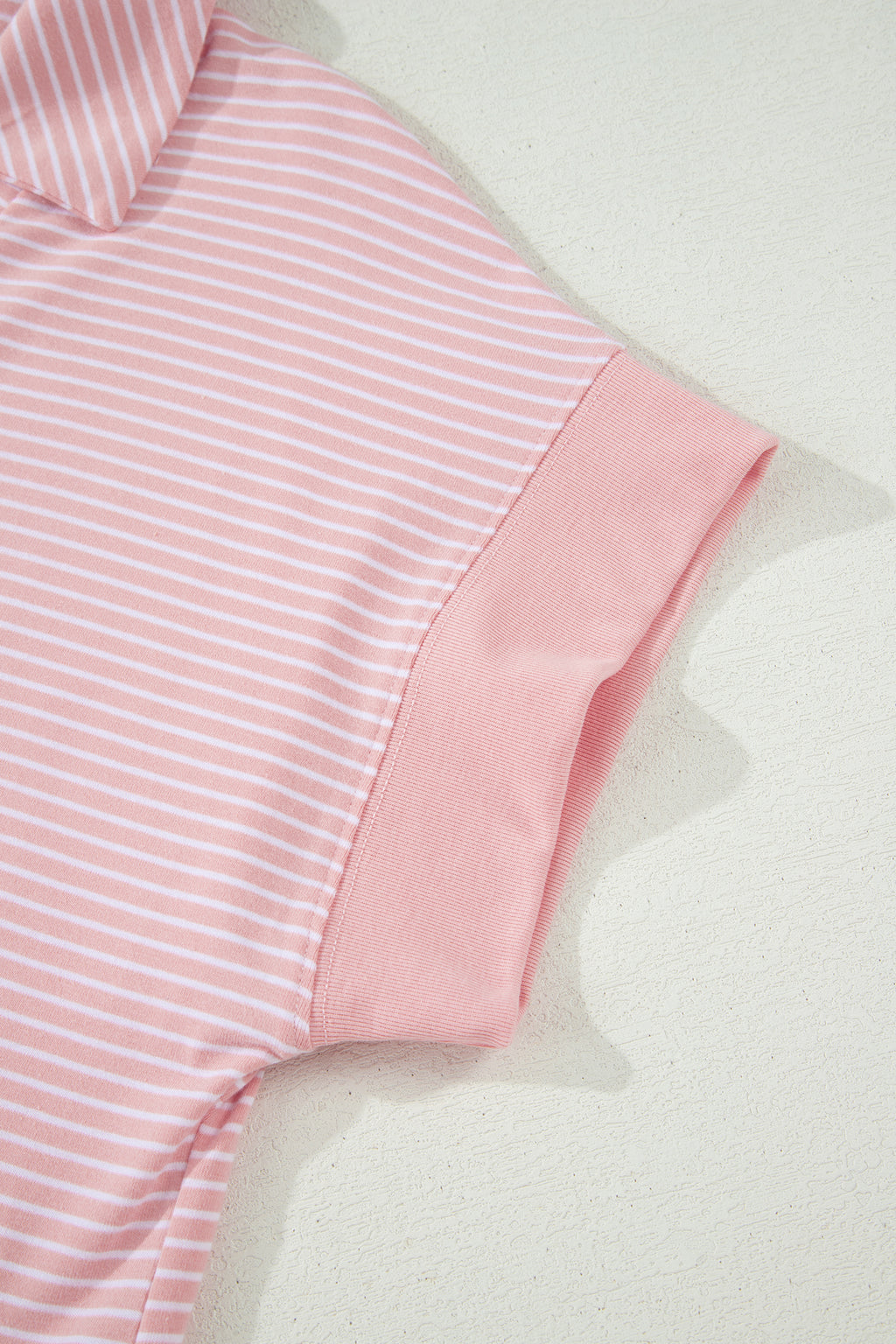 Stripe Dolman Sleeve Polo Shirt and Drawstring Shorts Set Two Piece Co-ord
