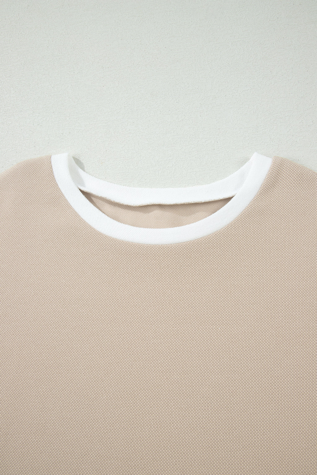 Beige Raw Edge Colour Block Oversized Tee & Drawstring Shorts Co-ord Set