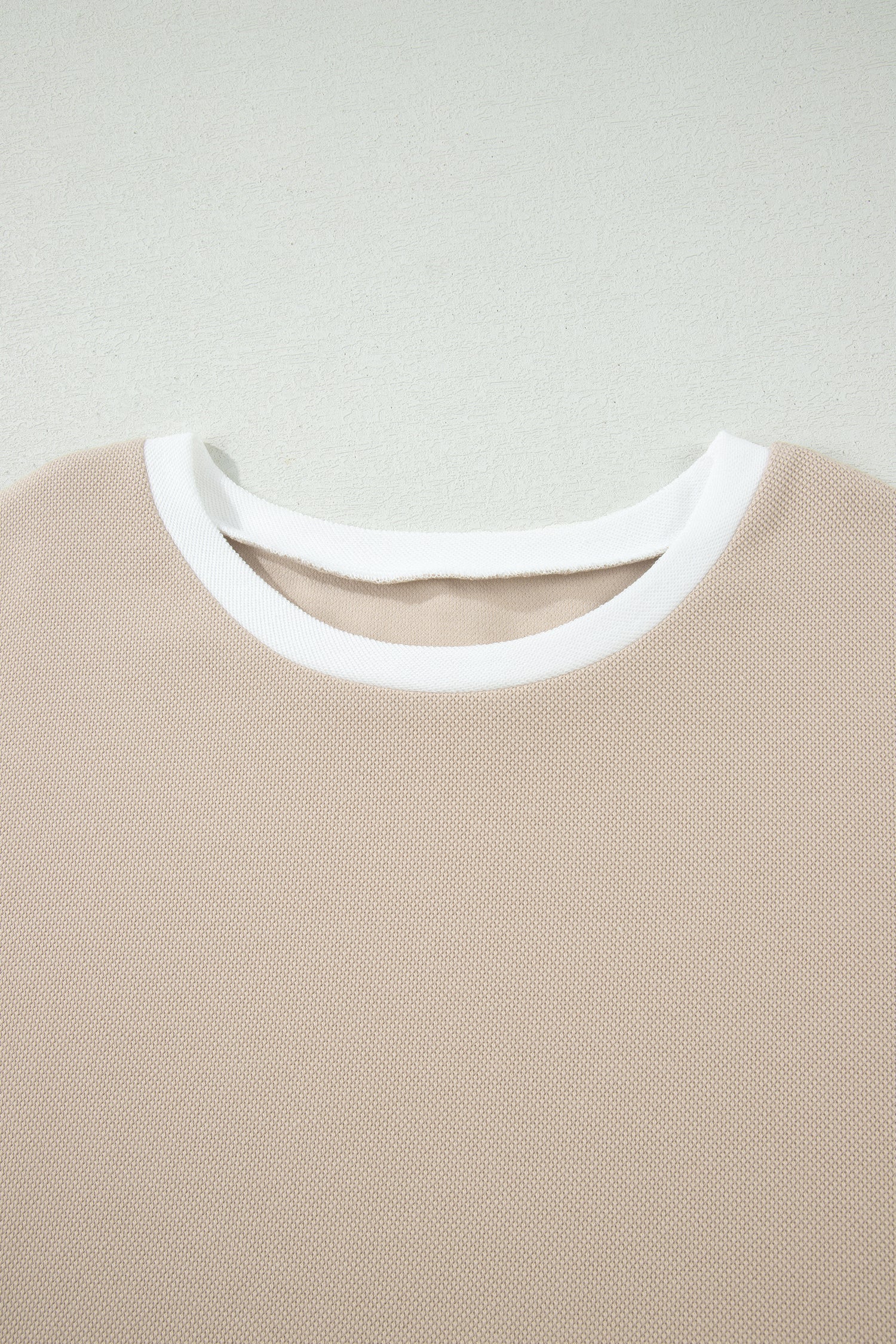 Beige Raw Edge Colour Block Oversized Tee & Drawstring Shorts Co-ord Set