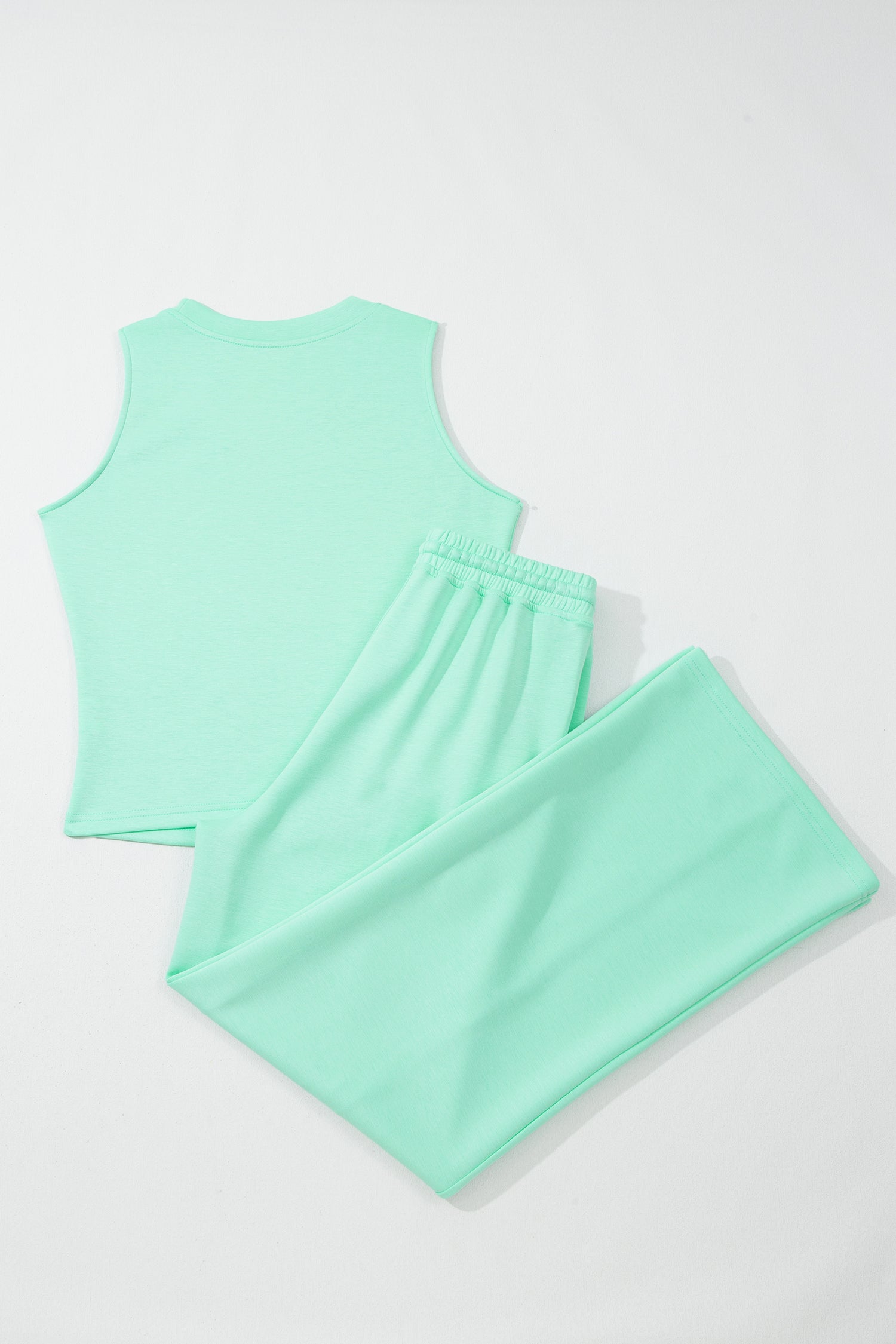 Moonlight Jade Sleeveless Top & Drawstring Wide Leg Trousers Set | Sizes 8-22