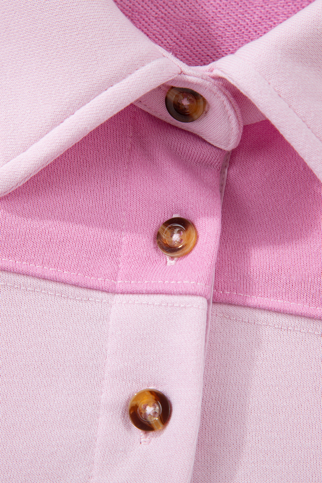 Pink Raw Seam Colour Block Polo Collar Mini Dress S-XL