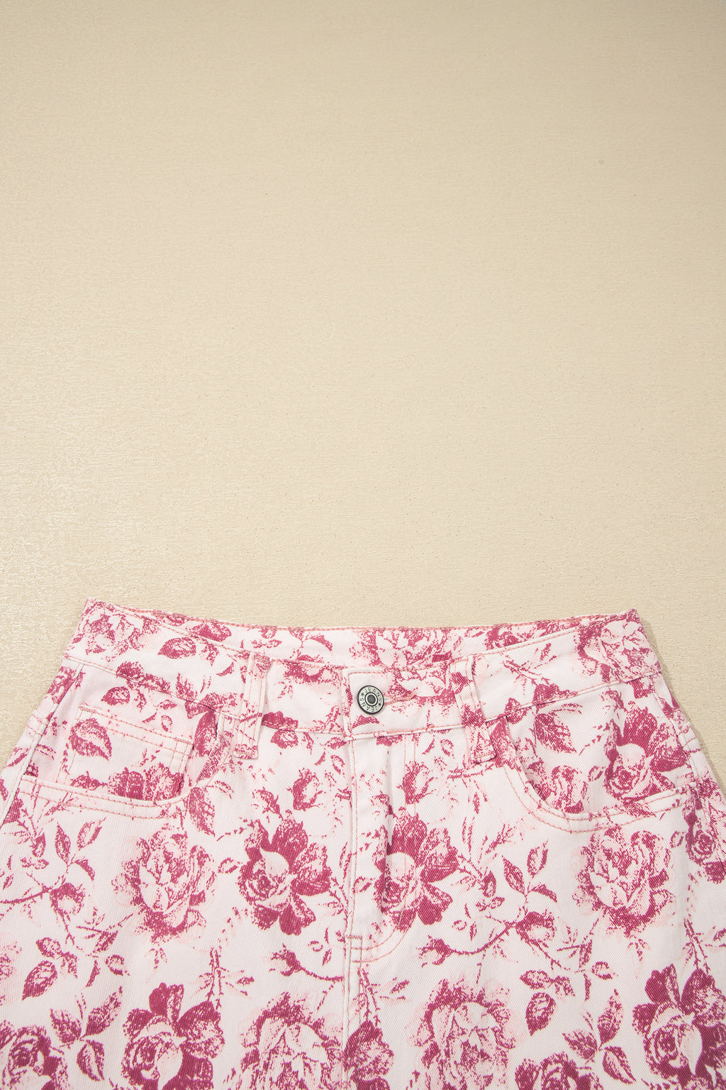 Pink Vintage Floral Print Wide Leg Denim Jeans | Sizes 4–16