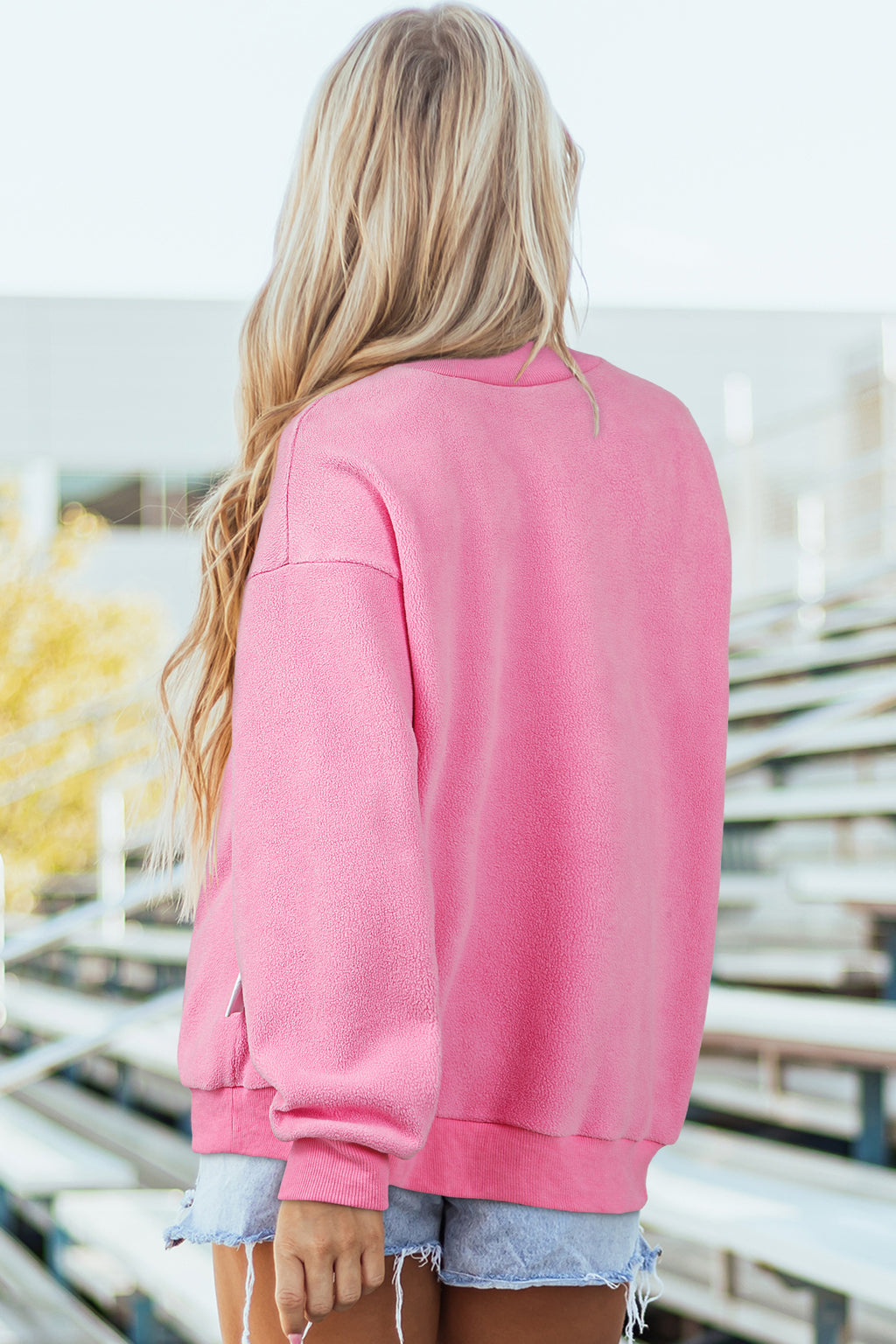 Carrot Oversized Reversible Sweatshirt Drop Shoulder Mock Neck Women S-XL