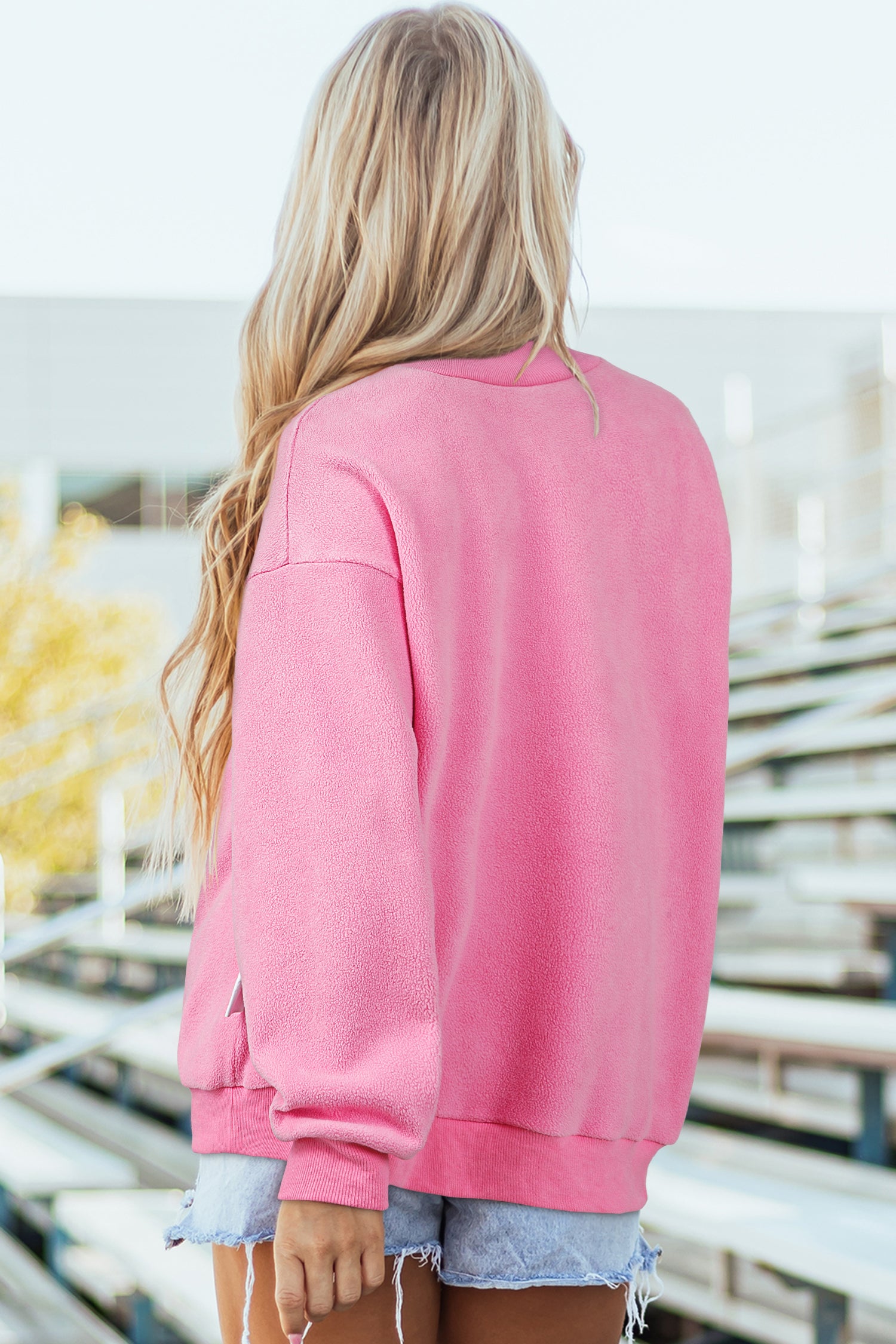 Carrot Oversized Reversible Sweatshirt Drop Shoulder Mock Neck Women S-XL