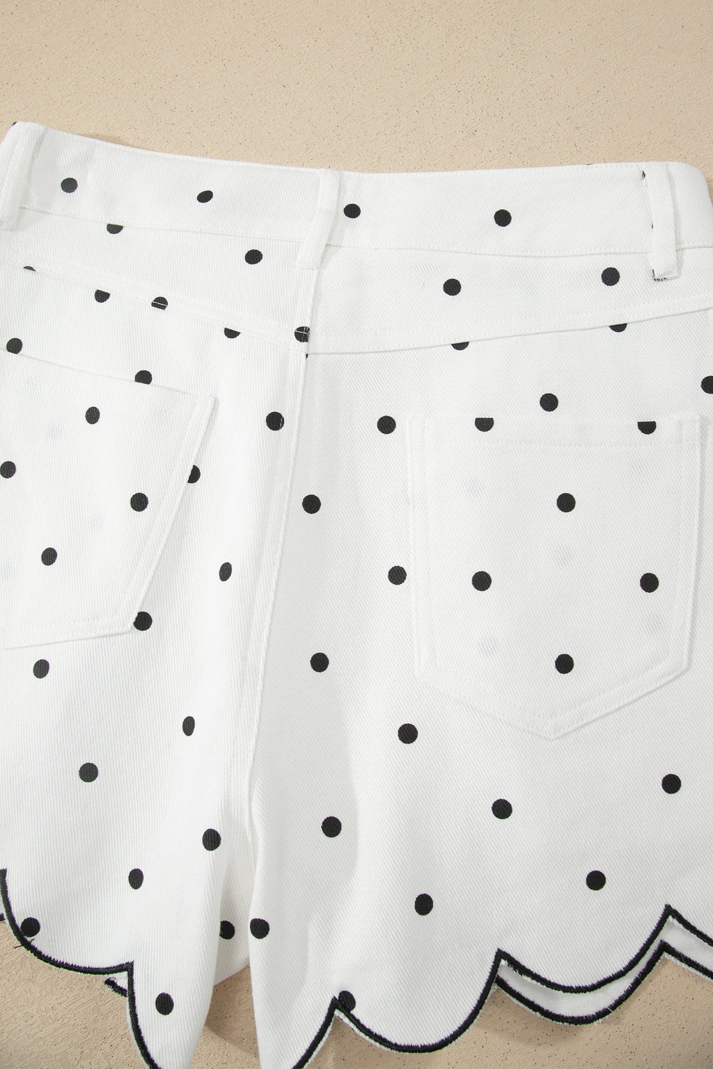 Women's White Polka Dot Embroidered Scallop Hem Shorts | UK 8-20 at LivelyLooks