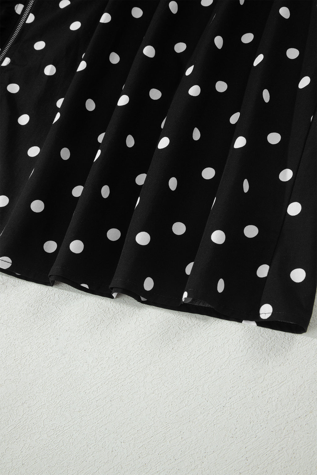 Brown & Black Polka Dot Contrast Trim V Neck Zip Up Sleeveless Dress S-XL