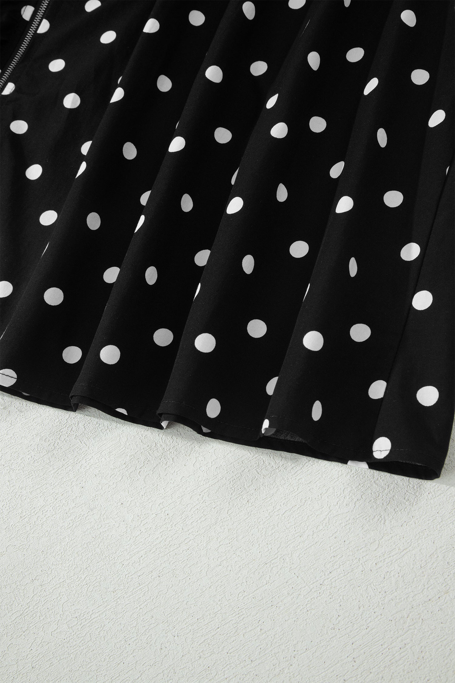 Brown & Black Polka Dot Contrast Trim V Neck Zip Up Sleeveless Dress S-XL