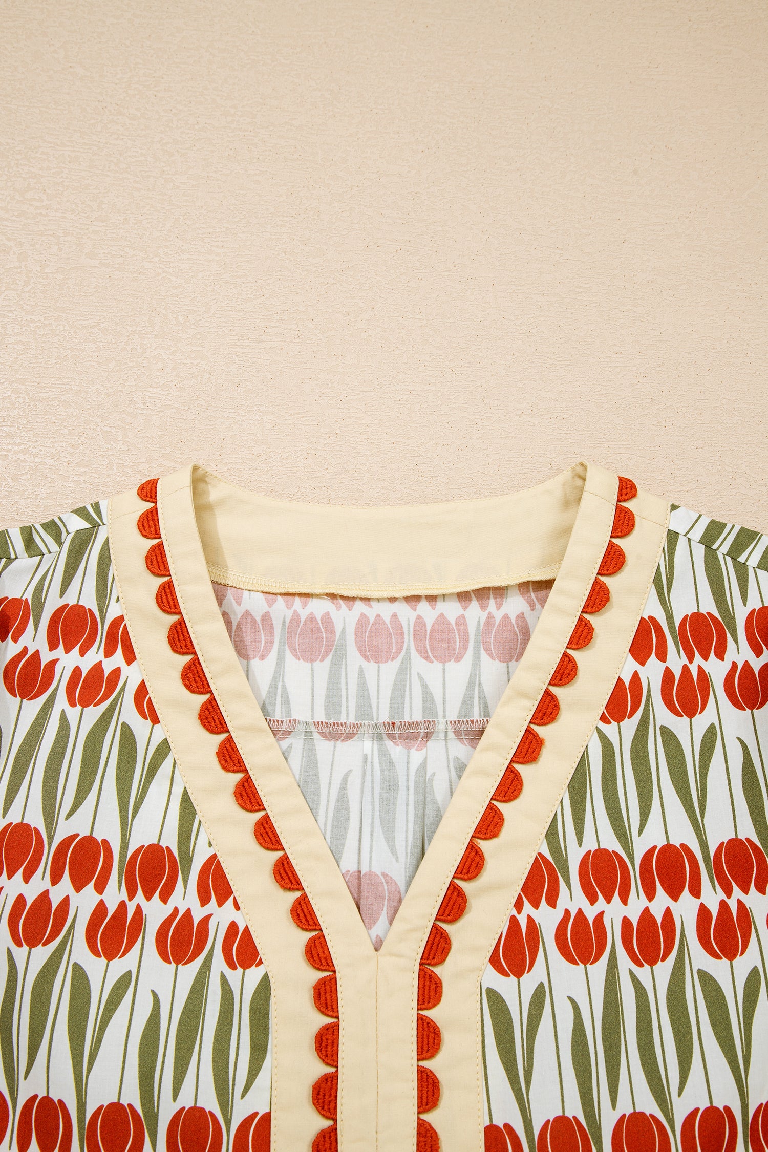 White Tulip Floral Print Cotton Puff Sleeve Rick Rack Mini Dress