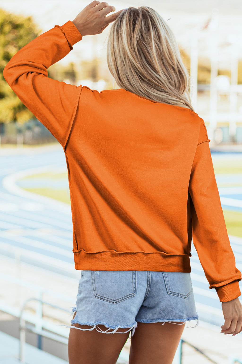 Carrot Oversized Reversible Sweatshirt Drop Shoulder Mock Neck Women S-XL