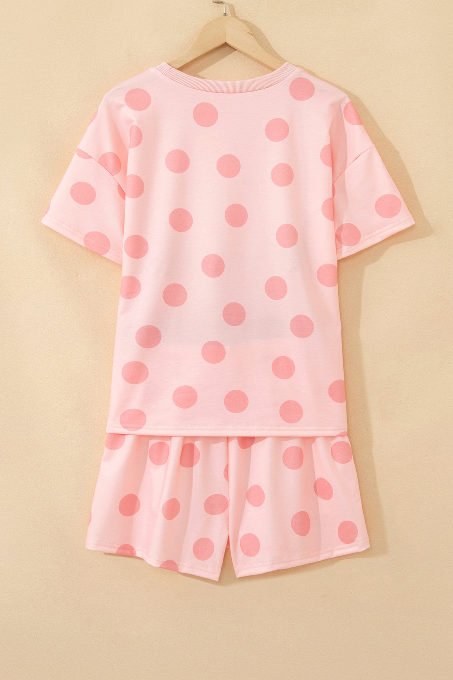 Polka Dot Print Tee & Shorts Co-ord Set | Pink, Black & Sky Blue