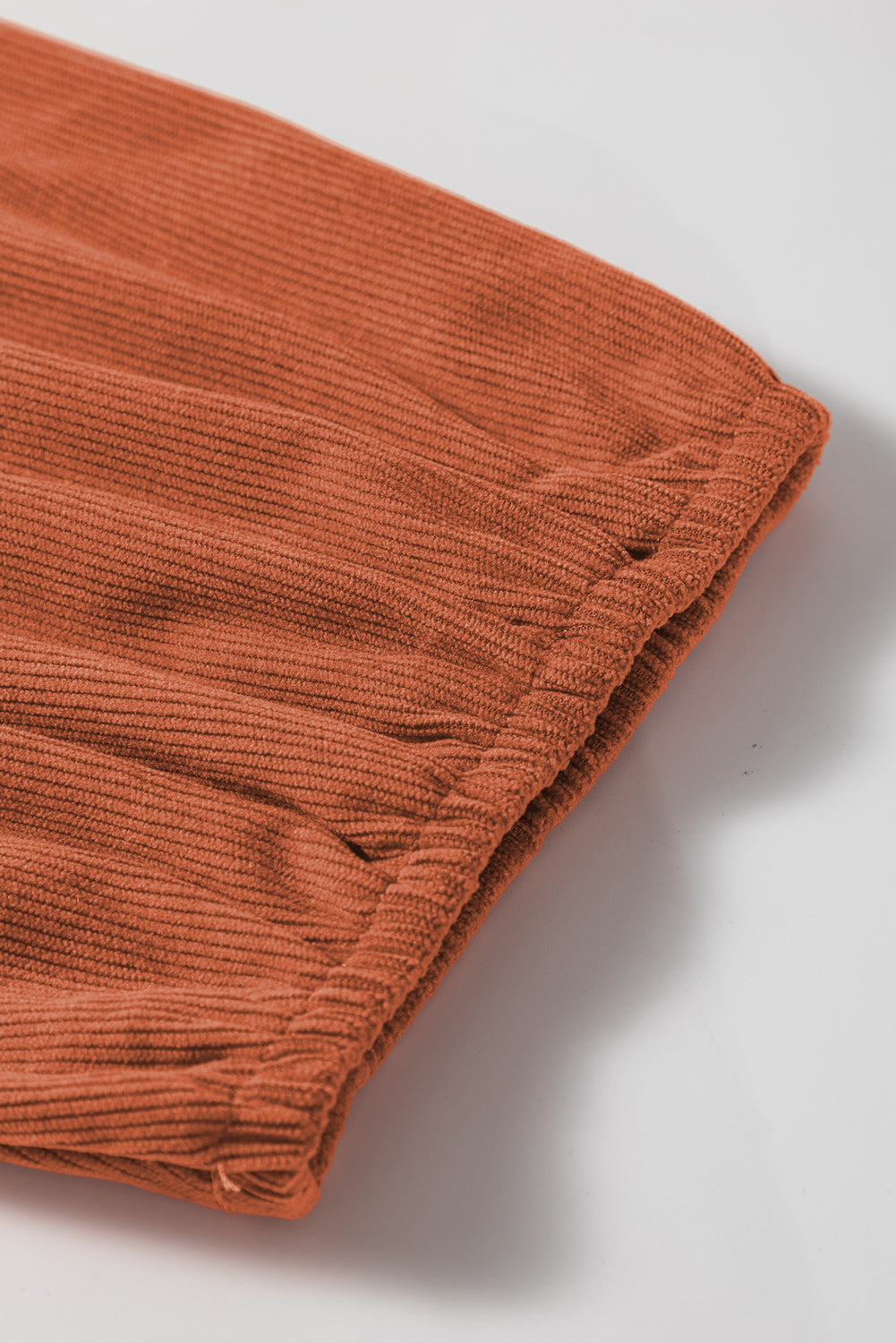 Corduroy Mini Dress Scallop Detail Split Neck Bracelet Sleeve Moss Green Cinnamon S-XL