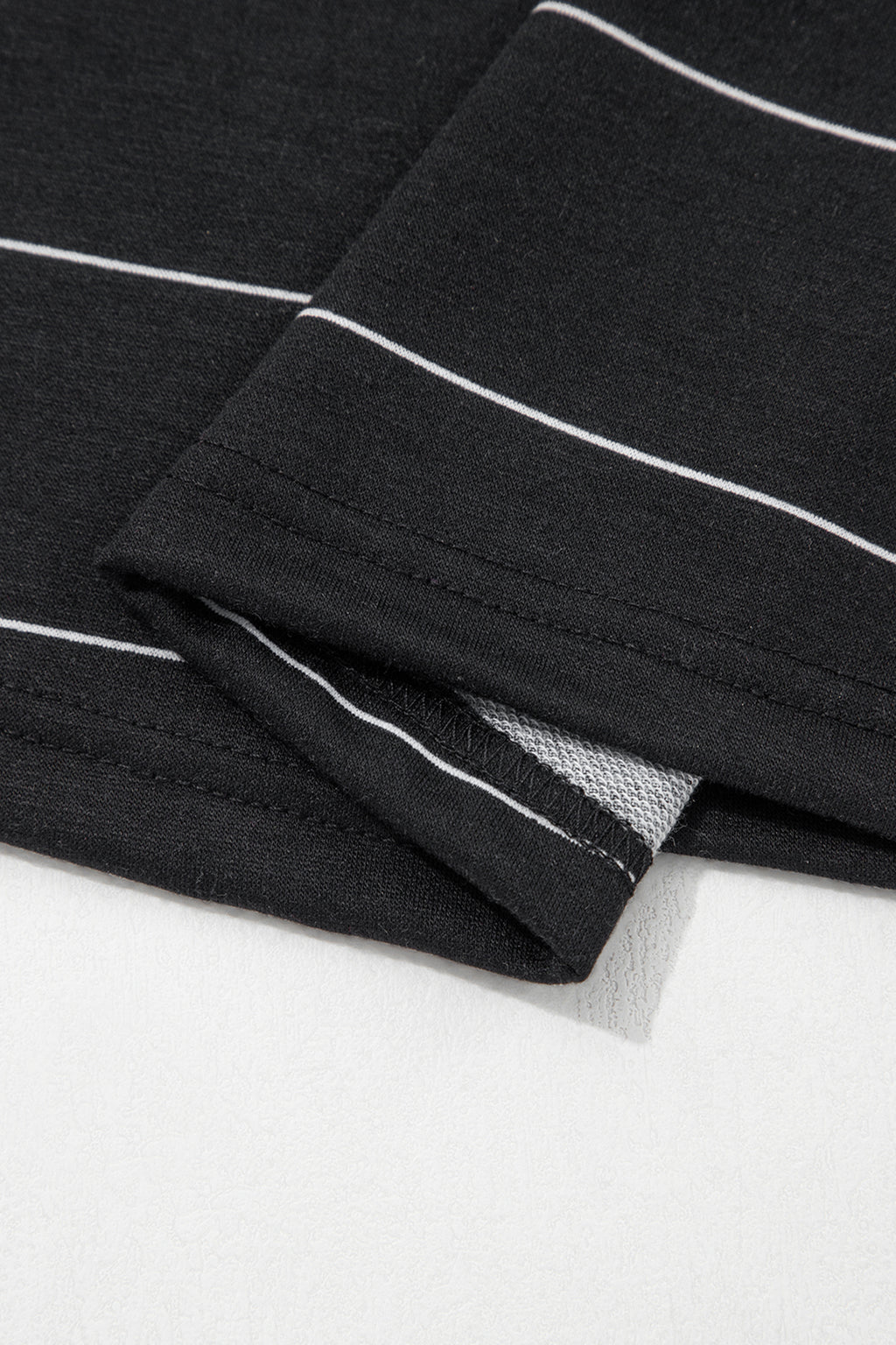 Stripe Half Sleeve Tee & Drawstring Shorts Co-ord Set – White & Black