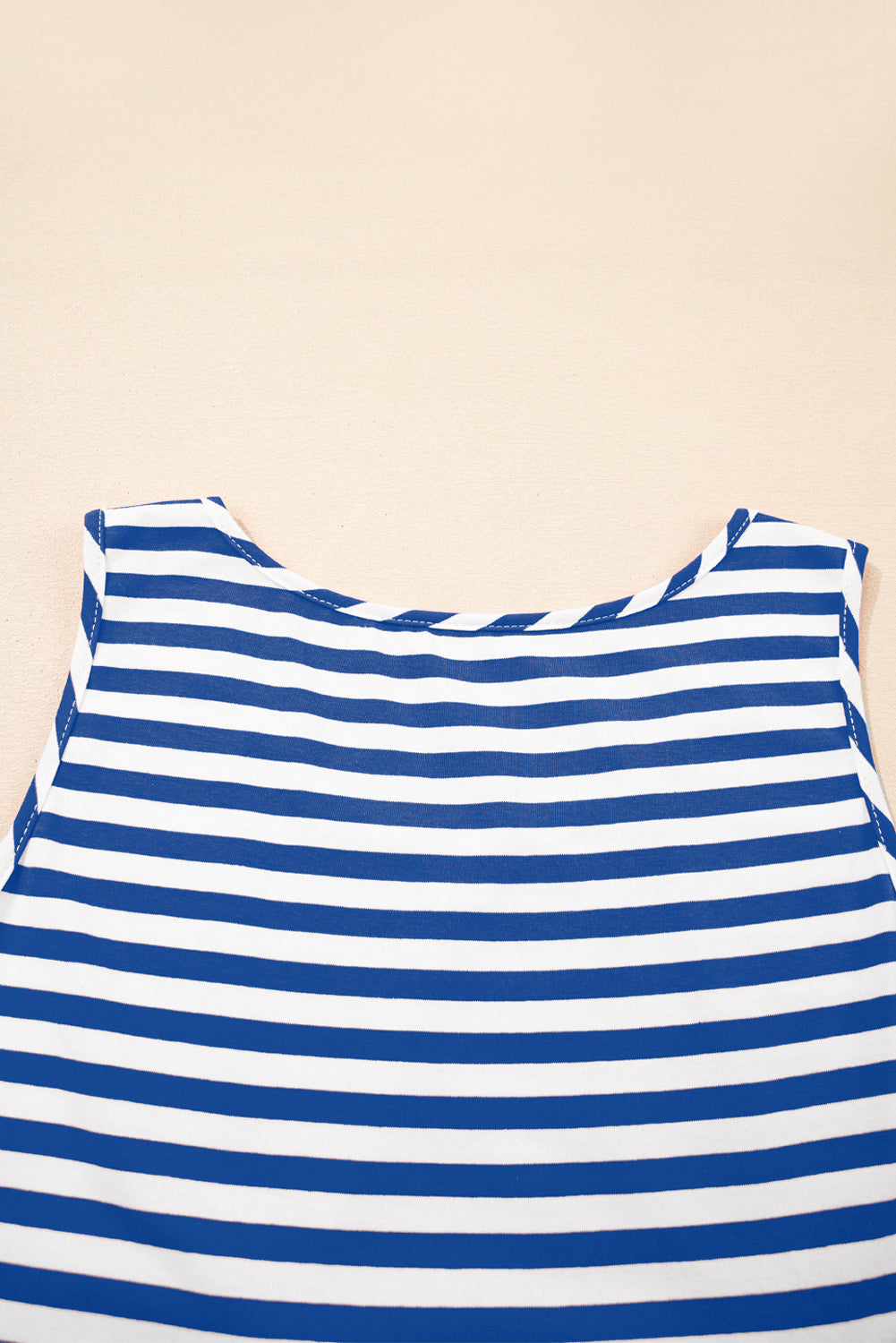 Women's Stripe U-Neck Sleeveless Loose Fit Mini Dress Pink Black Blue S-XL at LivelyLooks