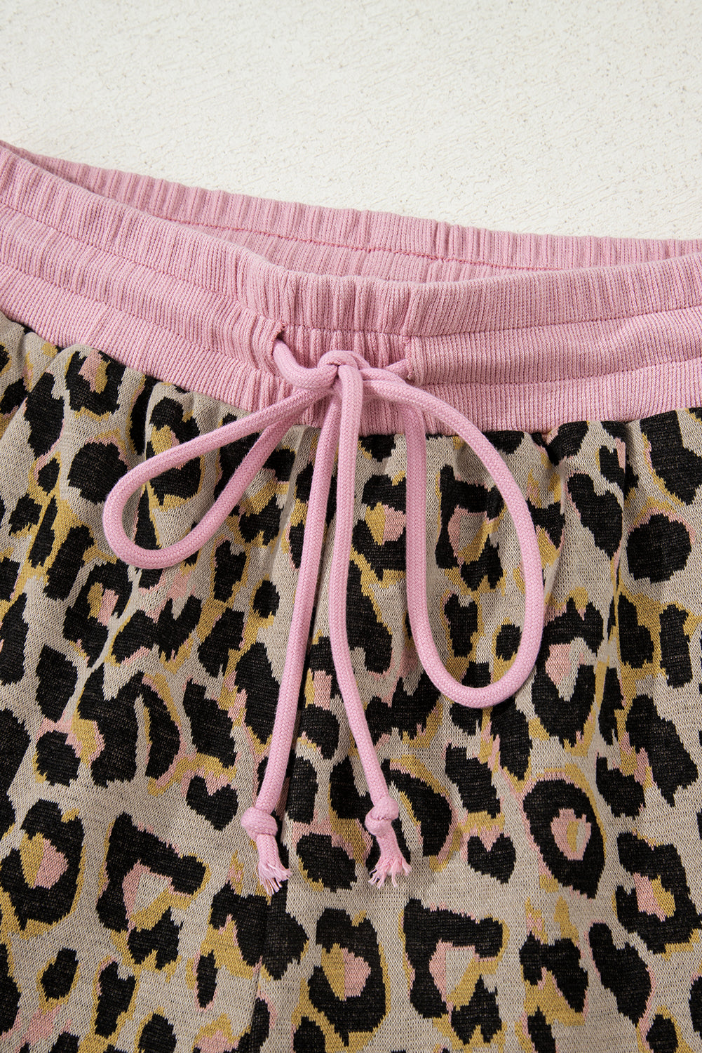 Women's Pink Leopard Print Long Sleeve Pullover & Shorts Set Women's S-XL at LivelyLooks