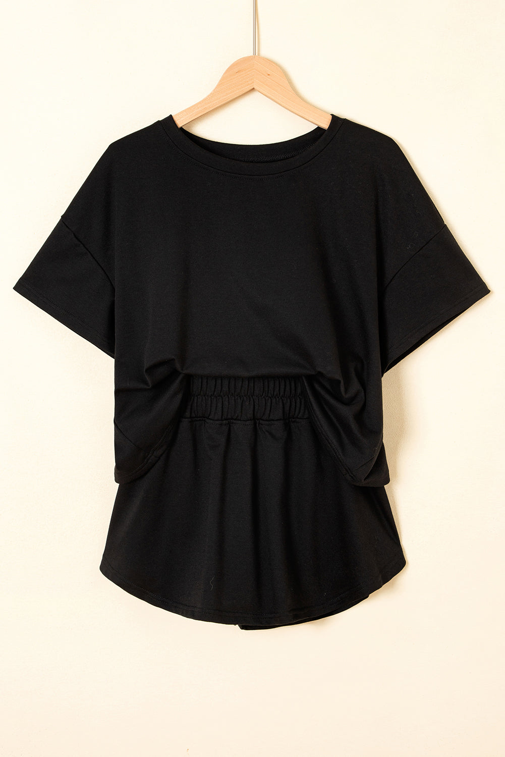 Shop Black Cropped Tee & Ruffle High Waist Skort Set 2pcs S-XL at LivelyLooks