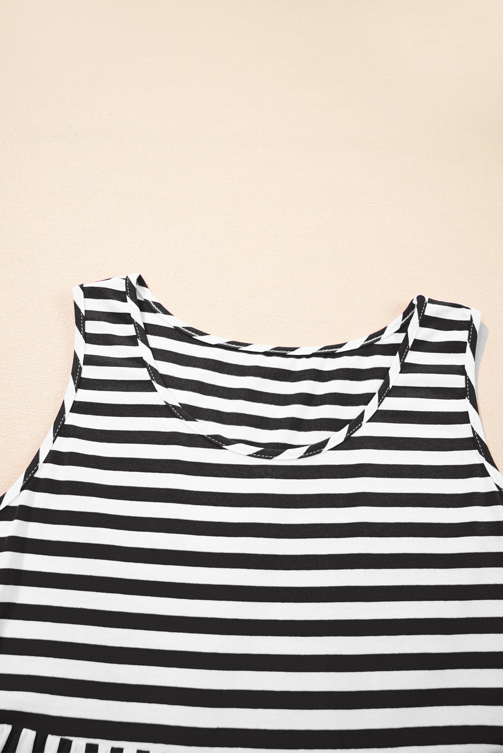 Women's Stripe U-Neck Sleeveless Loose Fit Mini Dress Pink Black Blue S-XL at LivelyLooks