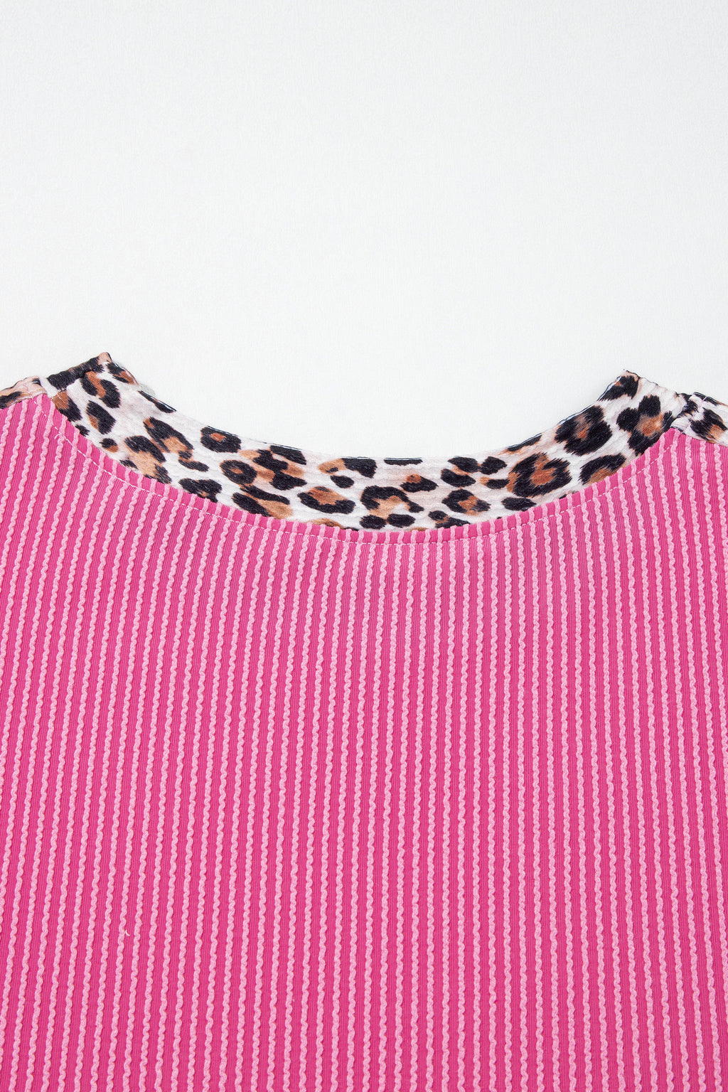 Ribbed Twist Short Set with Leopard Trim | Sky Blue, Light Grey & Sachet Pink