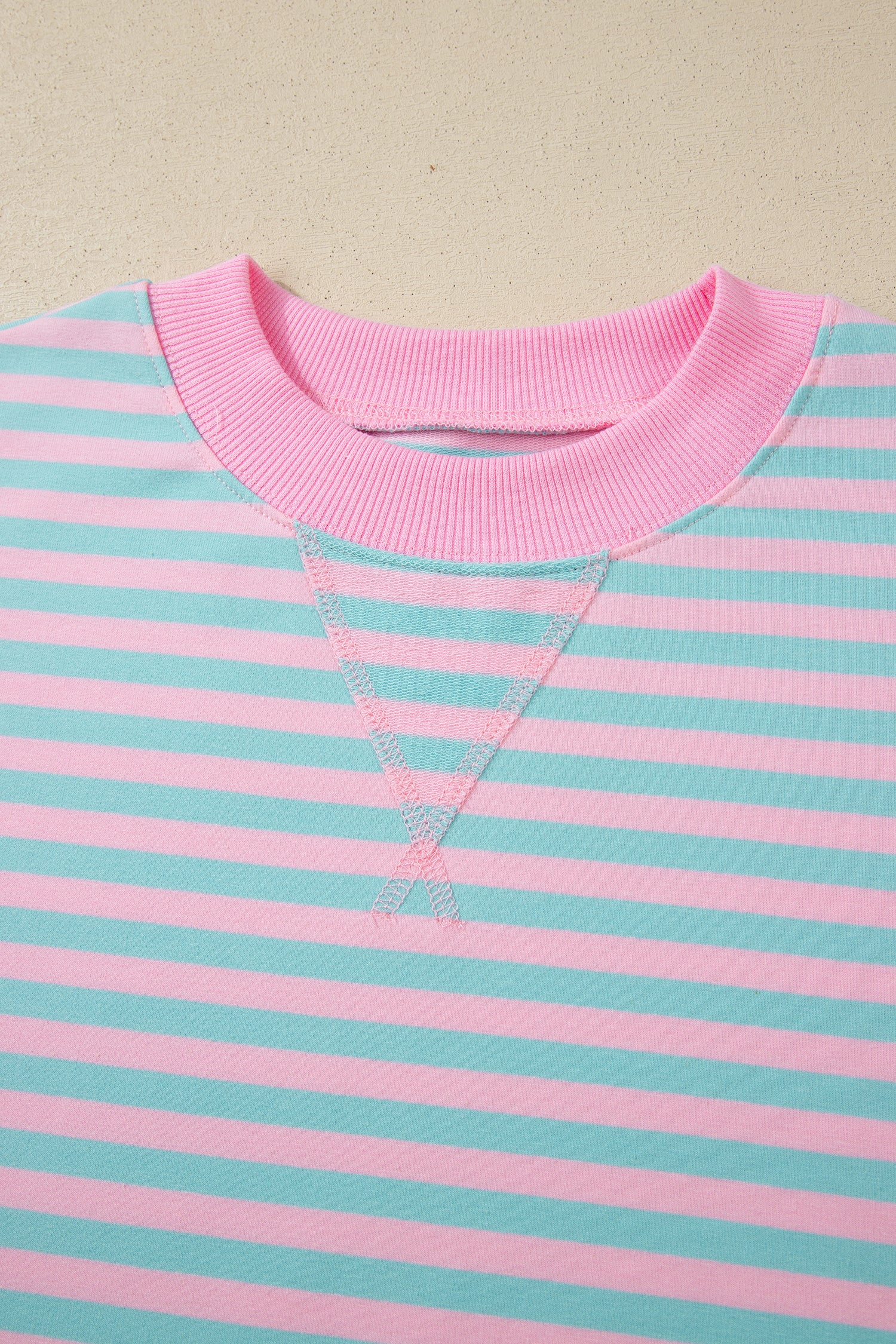 Stripe Colour Block Long Sleeve Pullover & Shorts Set | Pink, Yellow & Green Stripe