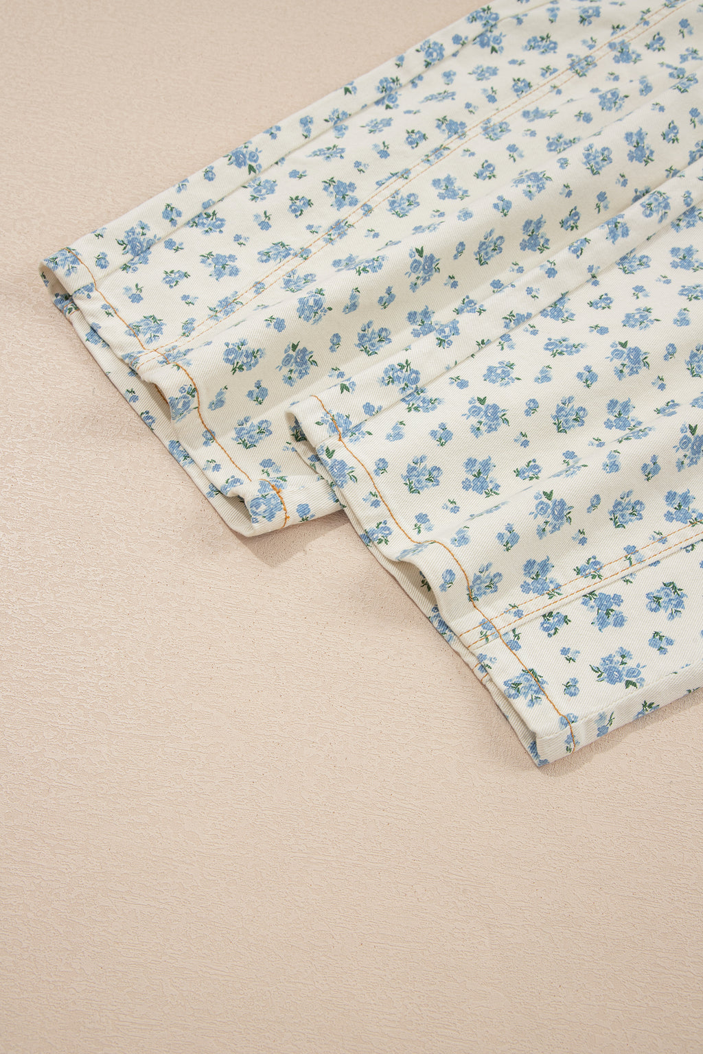 Beige Grommet Knot Waist Floral Barrel Leg Jeans | UK 8–18