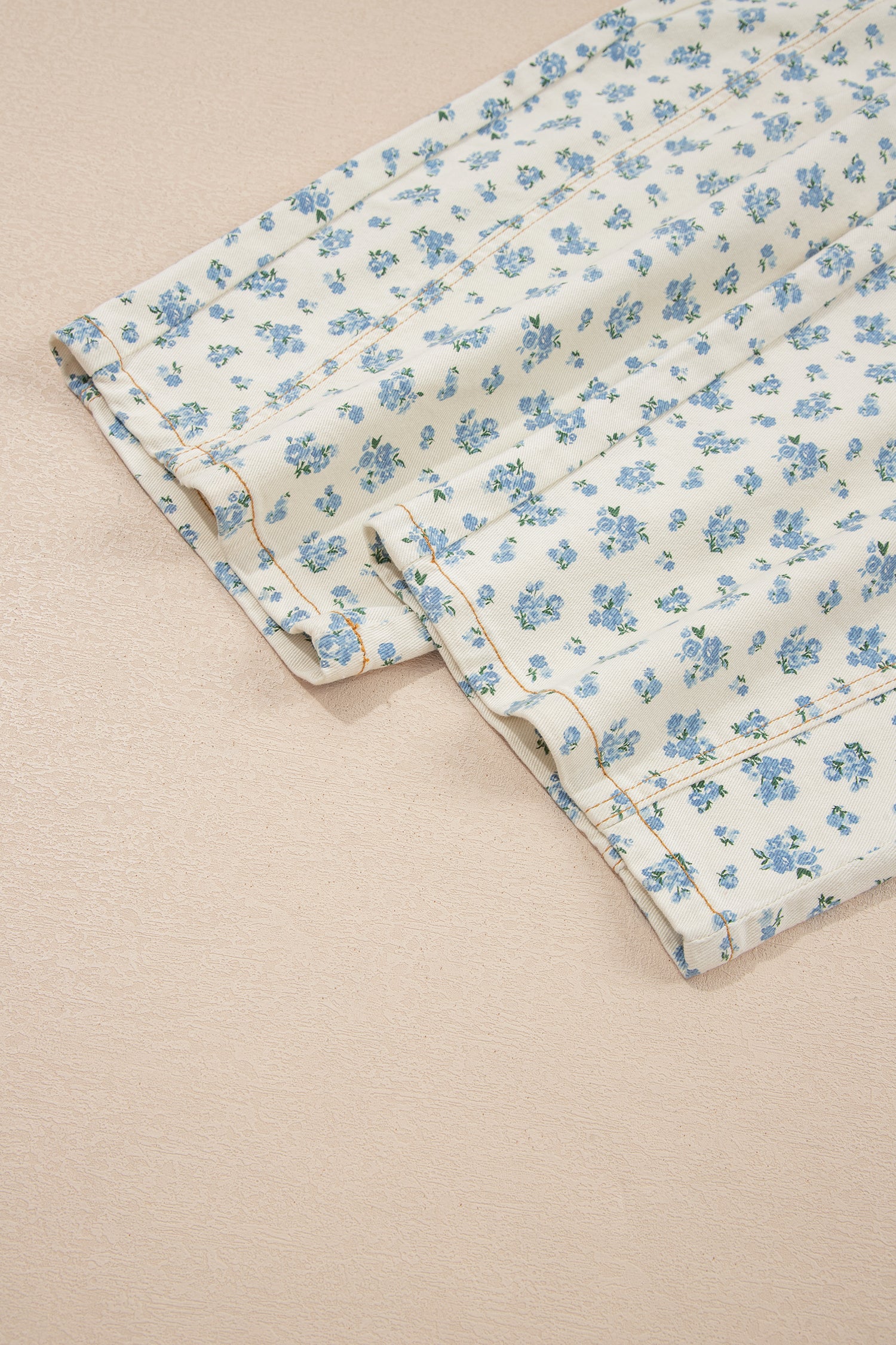 Beige Grommet Knot Waist Floral Barrel Leg Jeans | UK 8–18