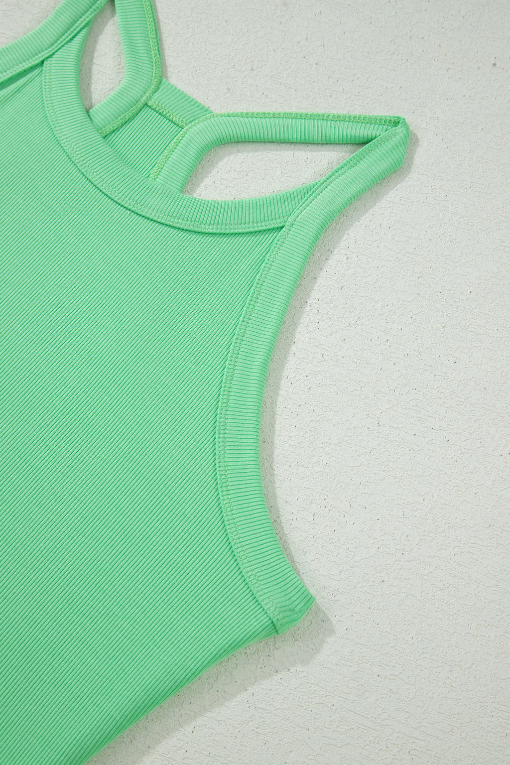 Ribbed Slim Tank Top & High Waist Shorts Set – Sky Blue, Pink & Green