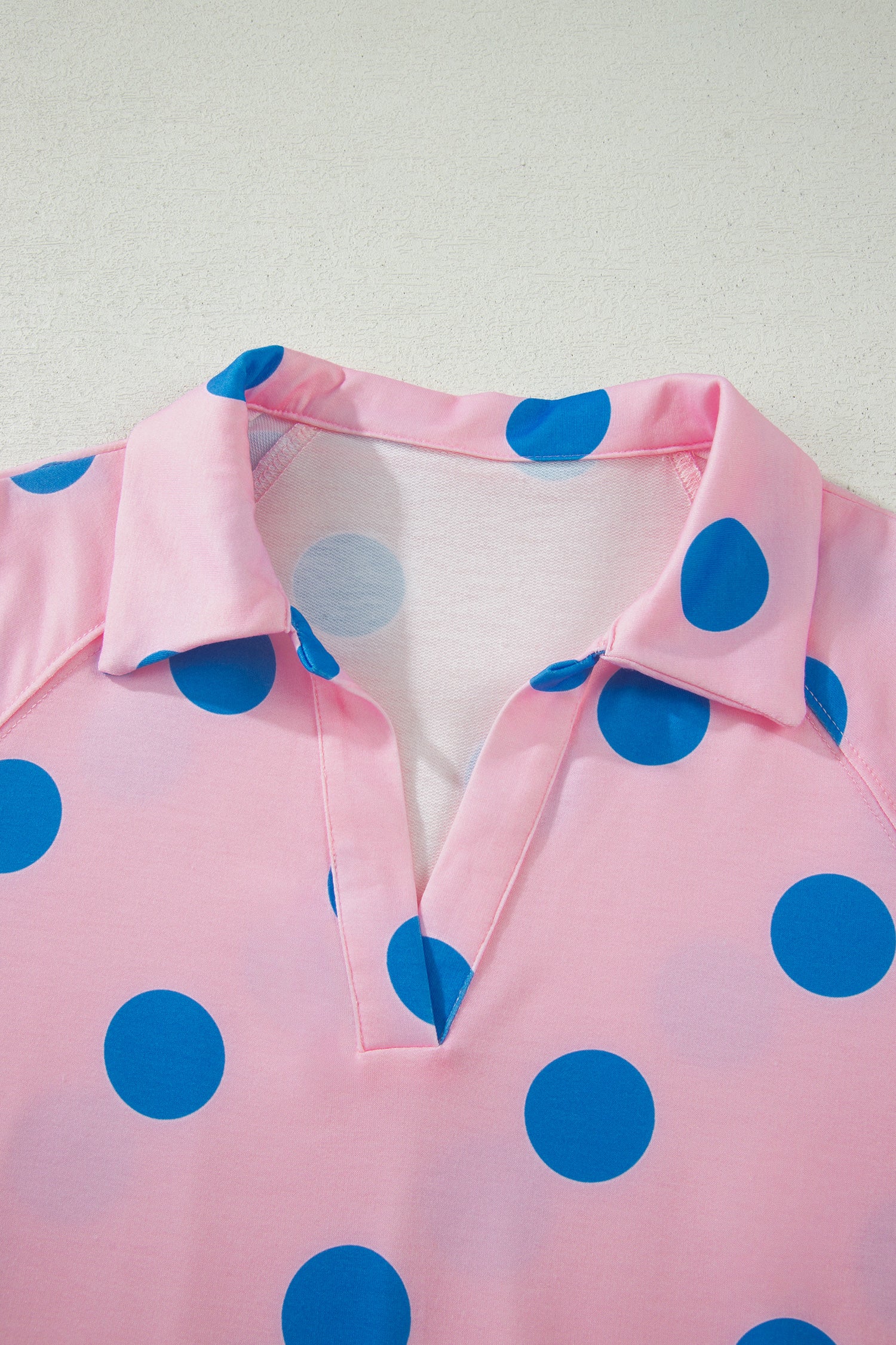 Polka Dot V-Neck Tee & Shorts Co-ord Set | Green, Pink & Beige S-XL