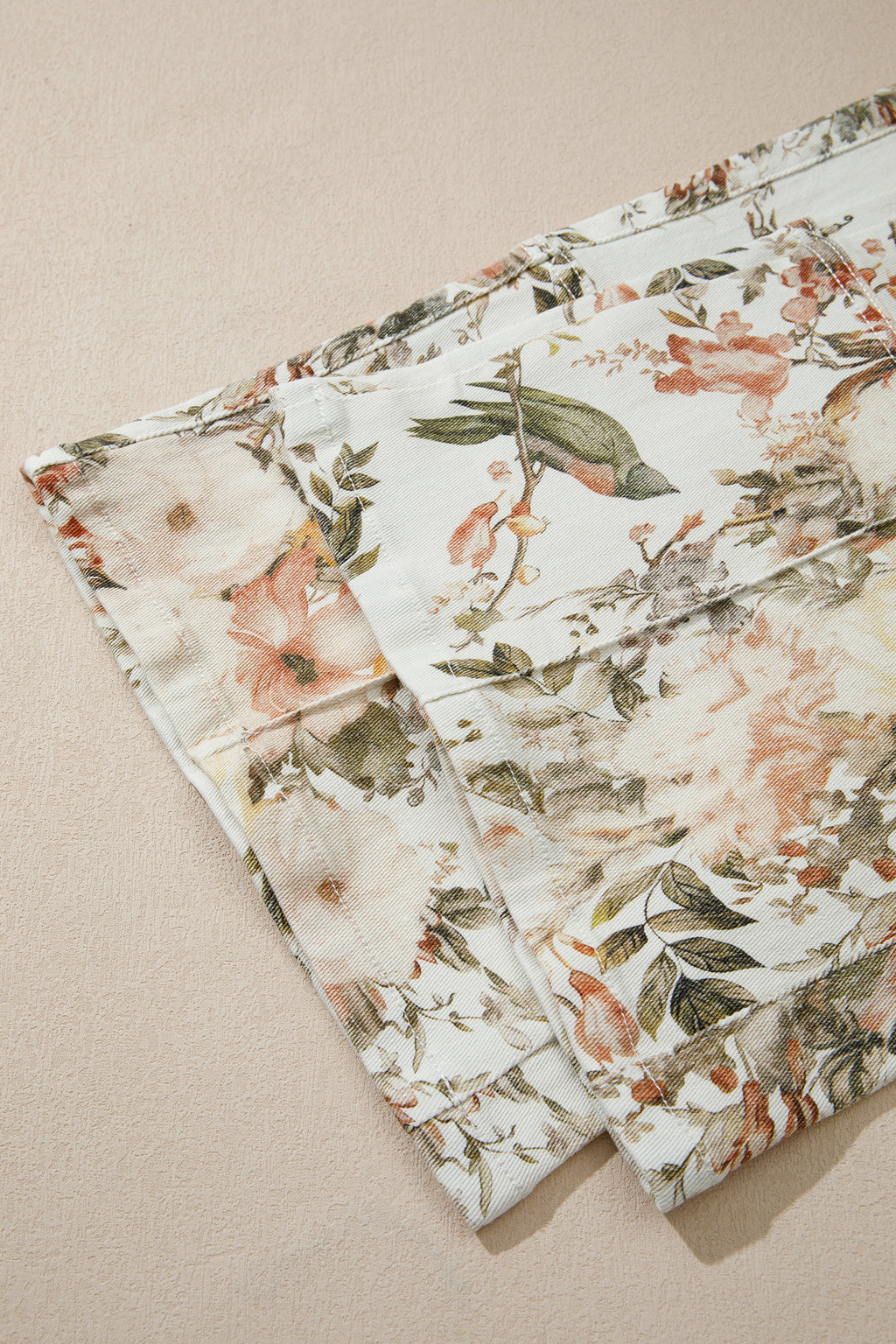 LivelyLooks Beige Vintage Style Floral Print High Waist Wide Leg Jeans women's fashion