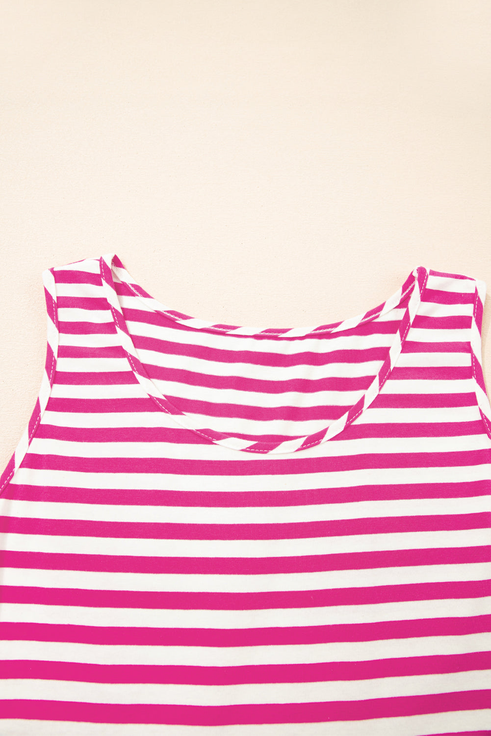 Women's Stripe U-Neck Sleeveless Loose Fit Mini Dress Pink Black Blue S-XL at LivelyLooks