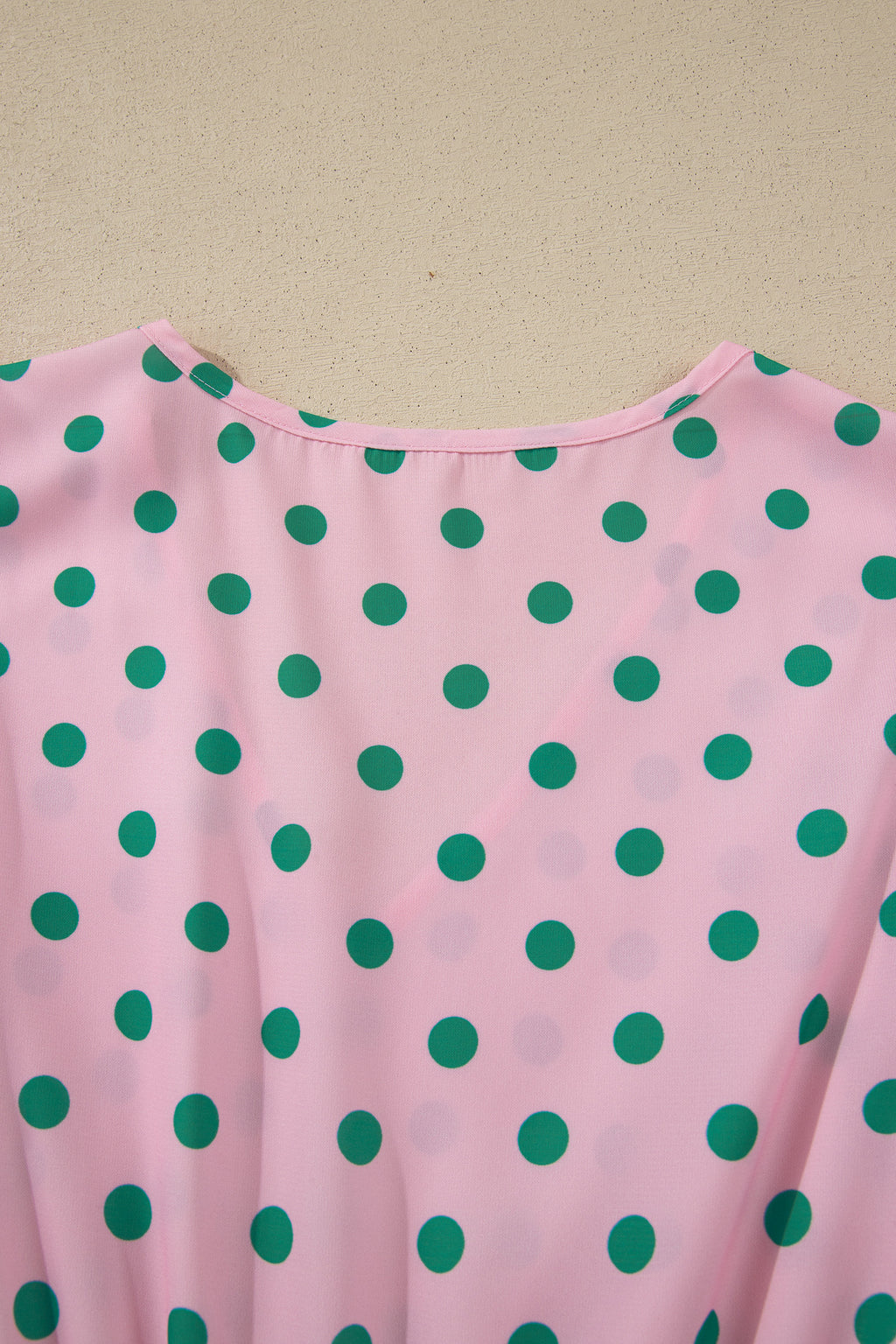 Shop Pink Polka Dot V-Neck Drawstring Tiered Babydoll Blouse at LivelyLooks