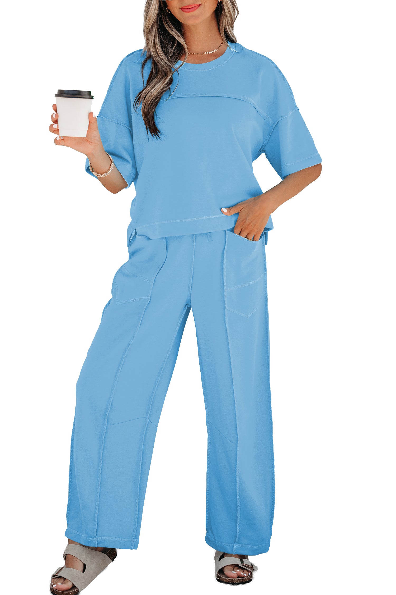 Drop Shoulder Boxy Tee & Barrel Pants Co-ord Set | Multiple Colours | UK 8–26