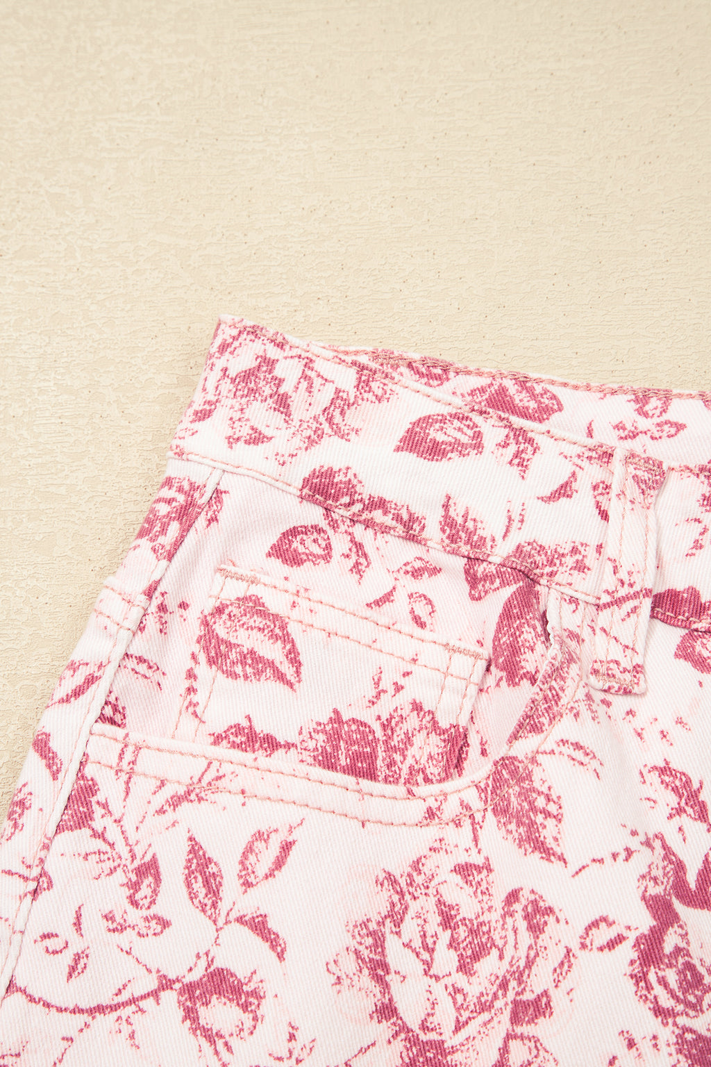 Pink Vintage Floral Print Wide Leg Denim Jeans | Sizes 4–16