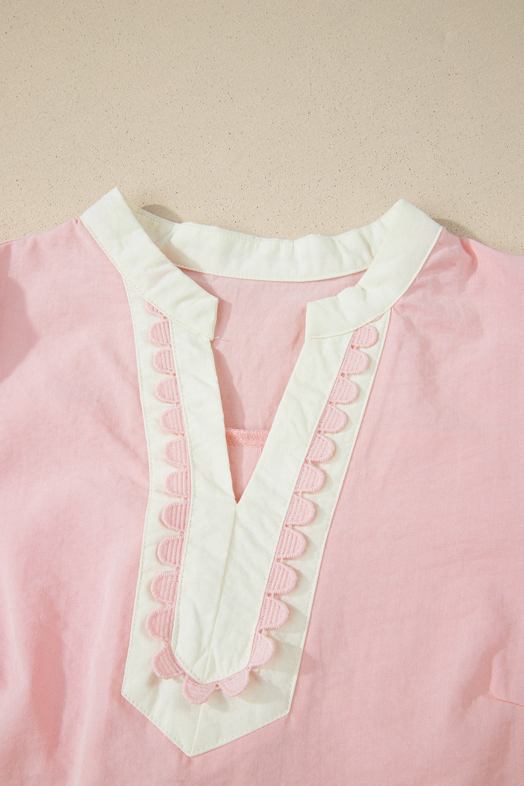 LivelyLooks Scallop Colour Block Trim Puff Sleeve Mini Dress Pink & Green women's fashion