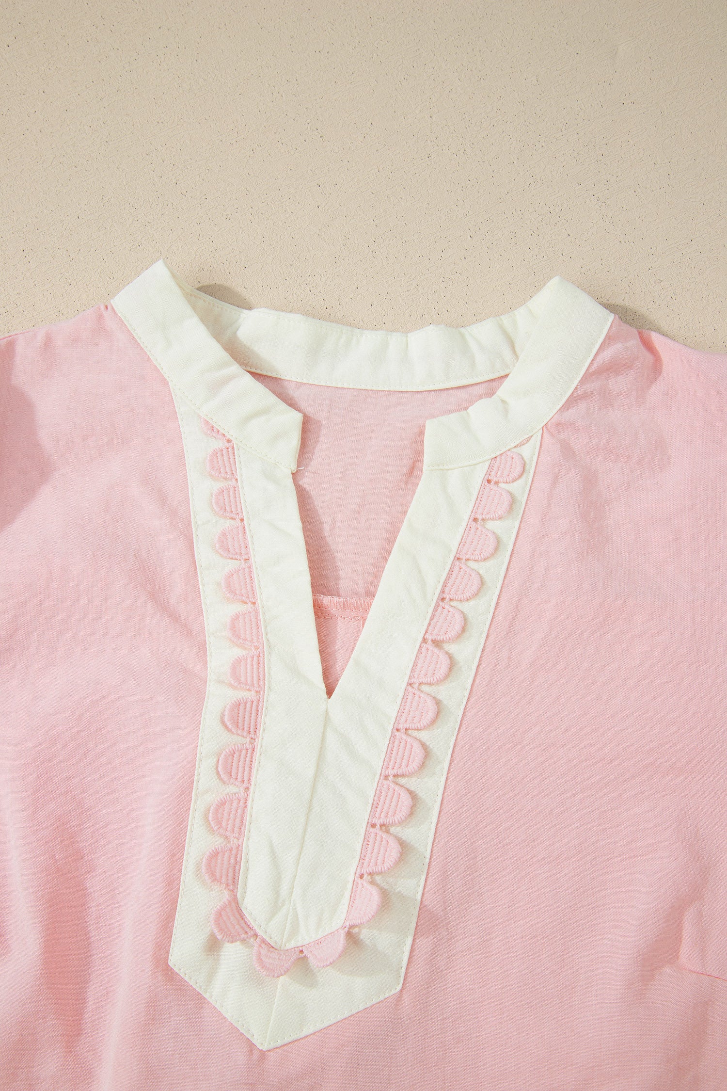 LivelyLooks Scallop Colour Block Trim Puff Sleeve Mini Dress Pink & Green women's fashion