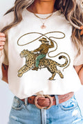 Shop White Cowboy Leopard Graphic Tee | Casual Western Top S-3XL at LivelyLooks