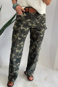 Women's Women's Green Camo Cargo Denim Jeans Multi-Pocket Stretch UK 4-16 at LivelyLooks