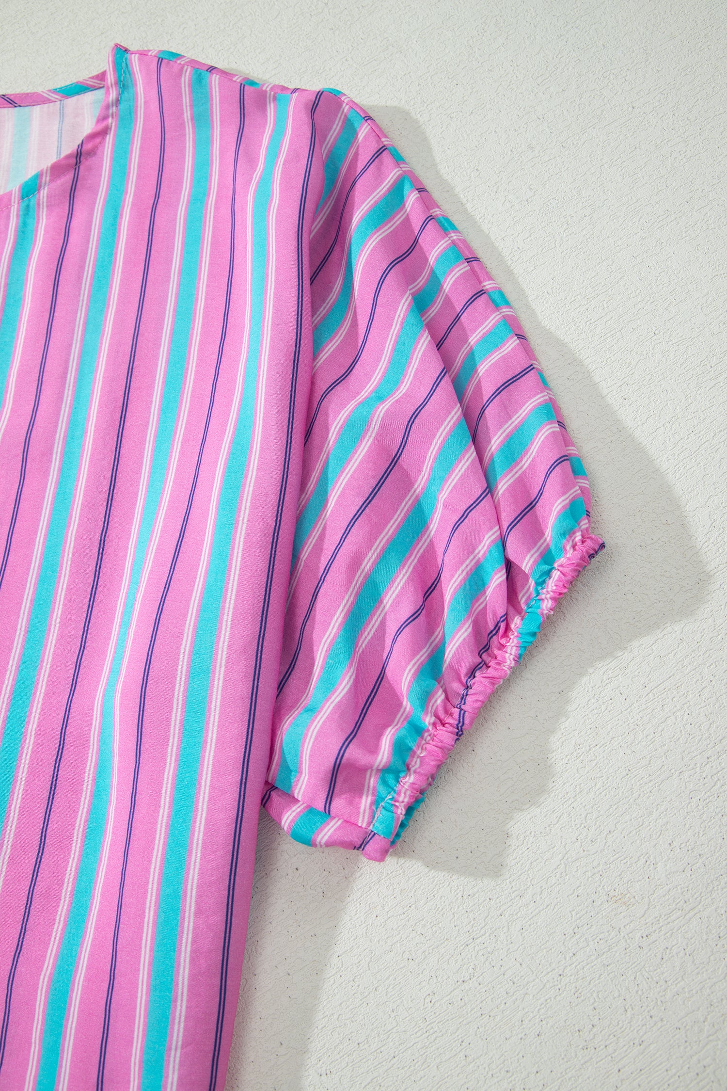 Pink Stripe Dolman Short Sleeve Blouse & Drawstring Loose Shorts Set | UK 8–22