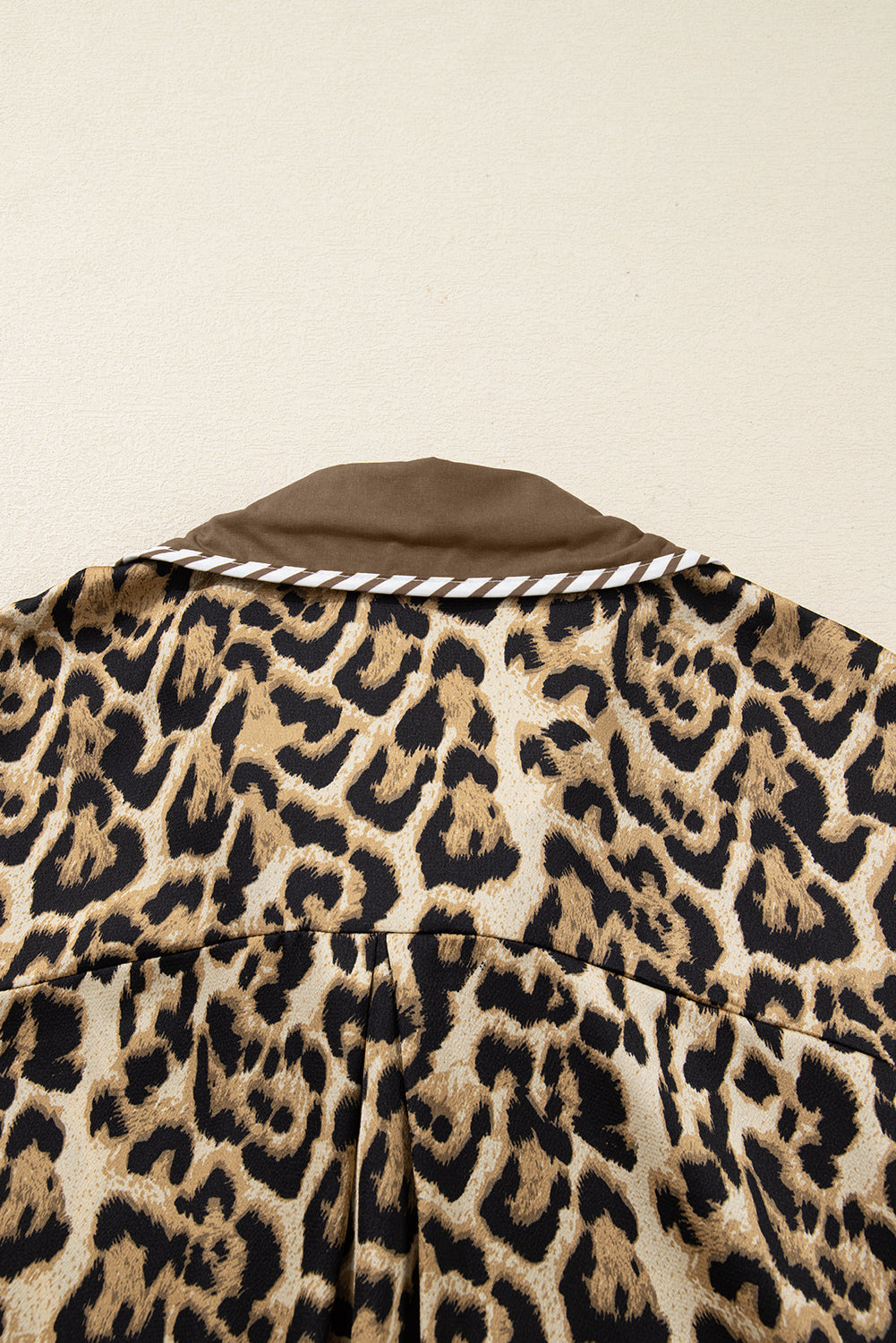 Brown Leopard Collared 3/4 Sleeve Shirt & Loose Pants Two Piece Set | UK 8–22