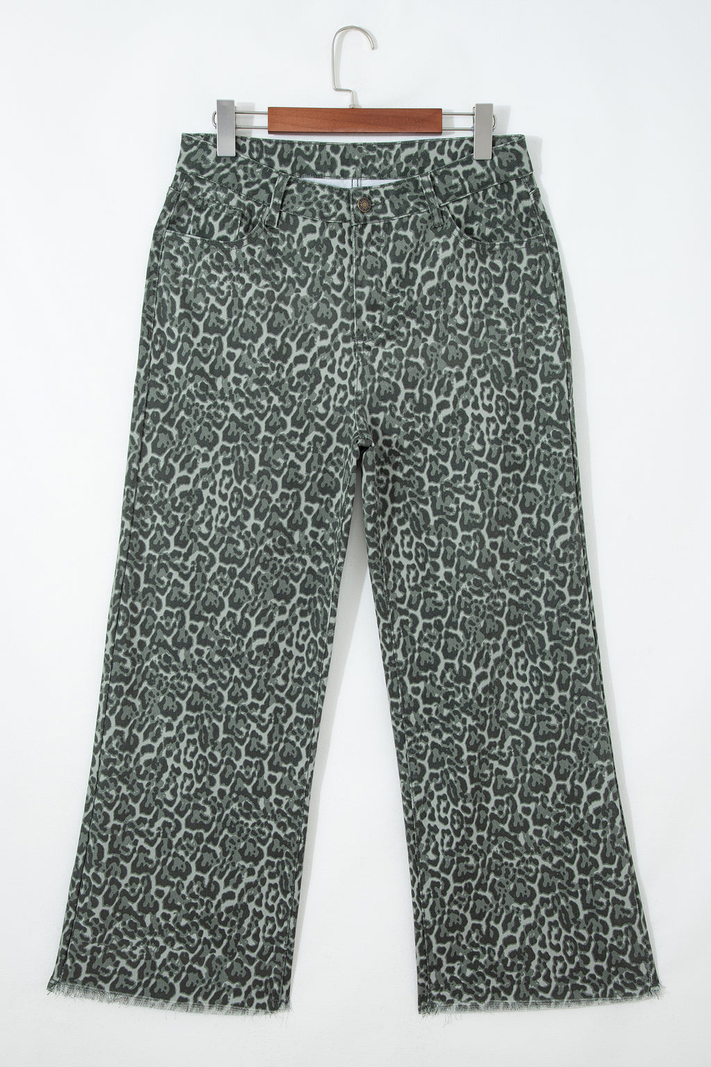 Women's Leopard Print Wide Leg High Waist Jeans | Brown, Grey, Blue & Pink at LivelyLooks