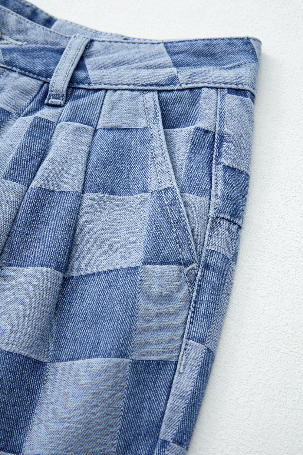 Shop Checkered Denim Wide Leg Jeans UK 8-20 at LivelyLooks
