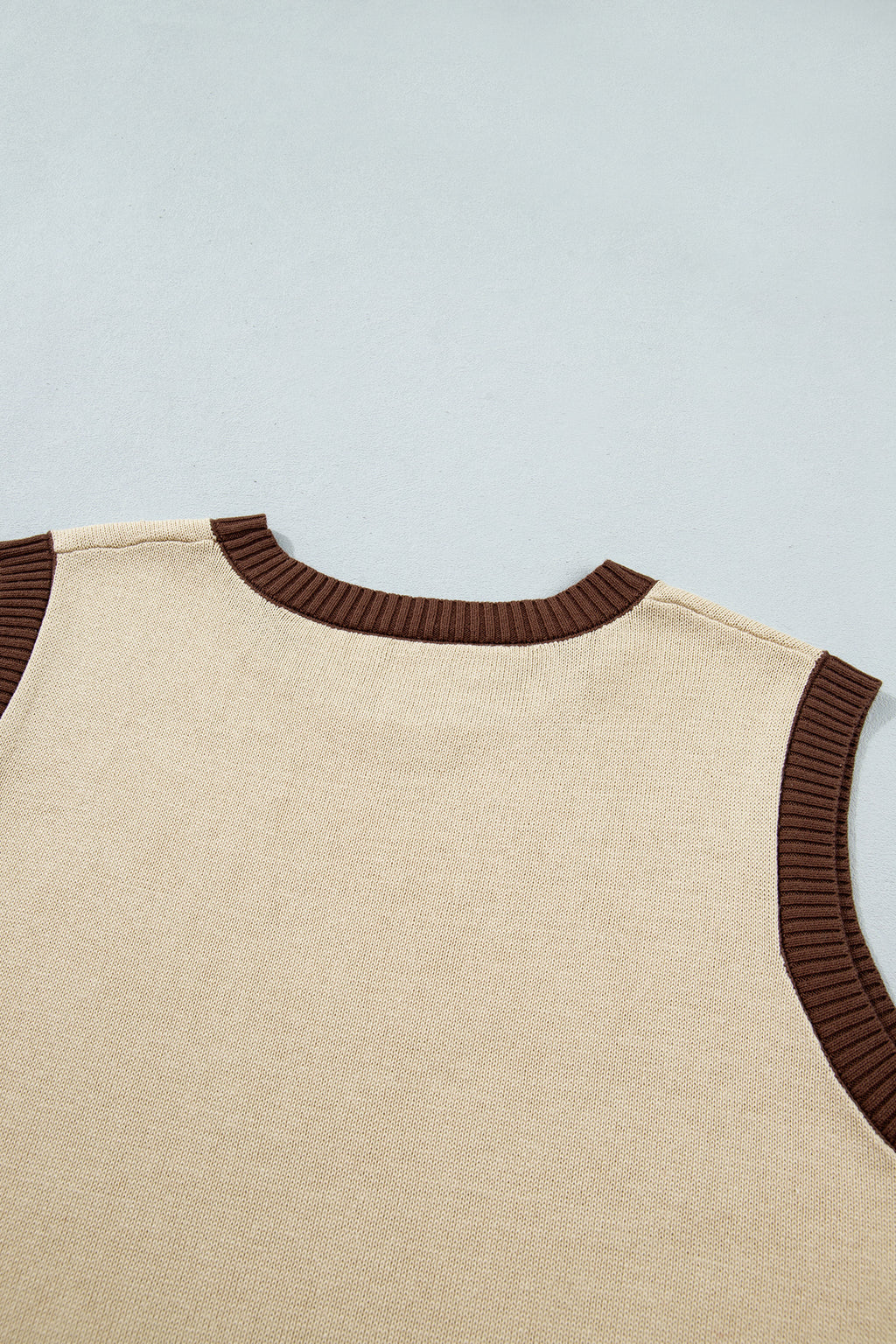 Western Print Colourblock Sleeveless Knit Vest | Khaki & Grey